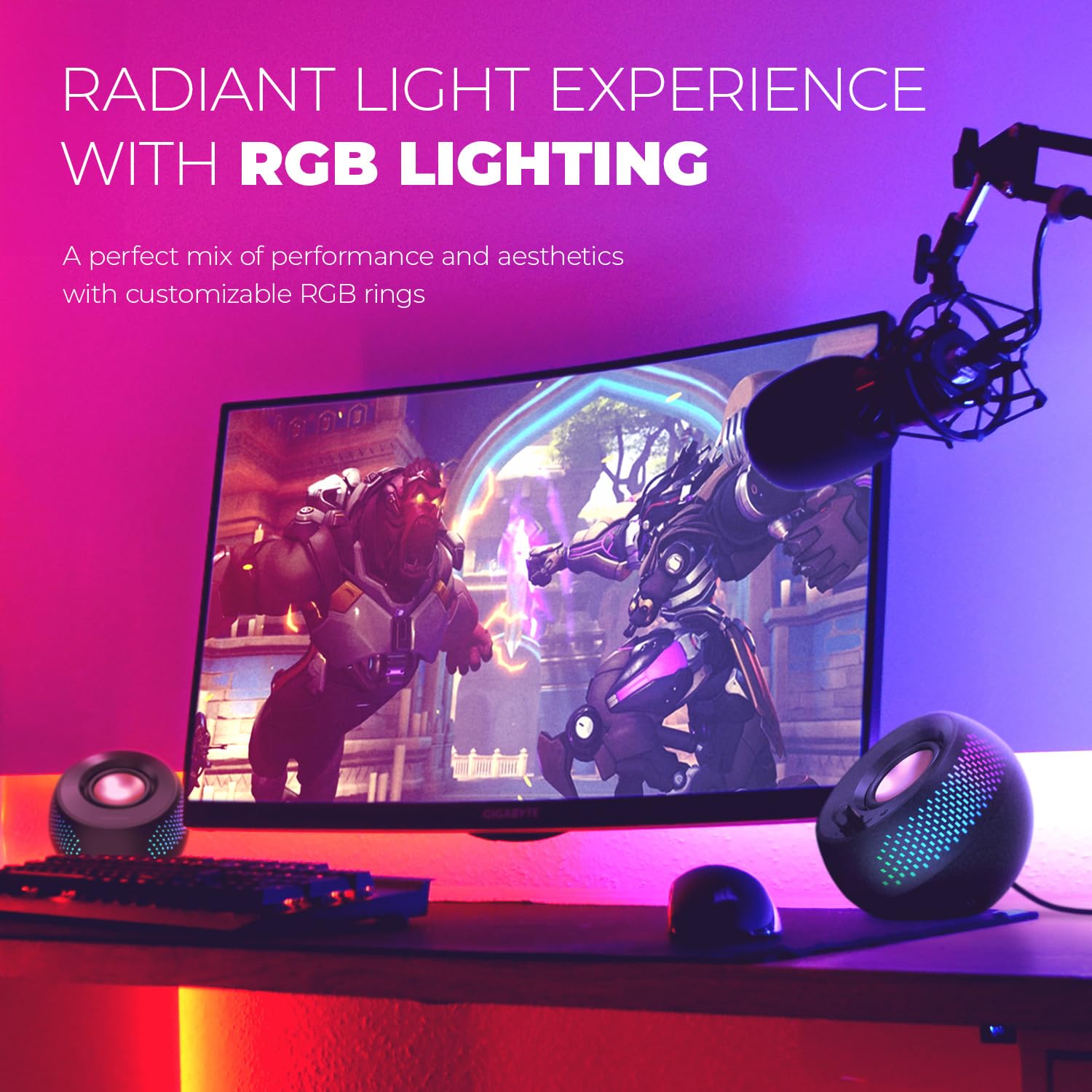 Creative Pebble X 2.0 USB-C Computer Speakers with Customizable RGB Lighting, Bluetooth 5.3, USB Audio, 15W RMS Power for PC and Mac - Perfect for Gaming, Streaming & Home Office Setup
