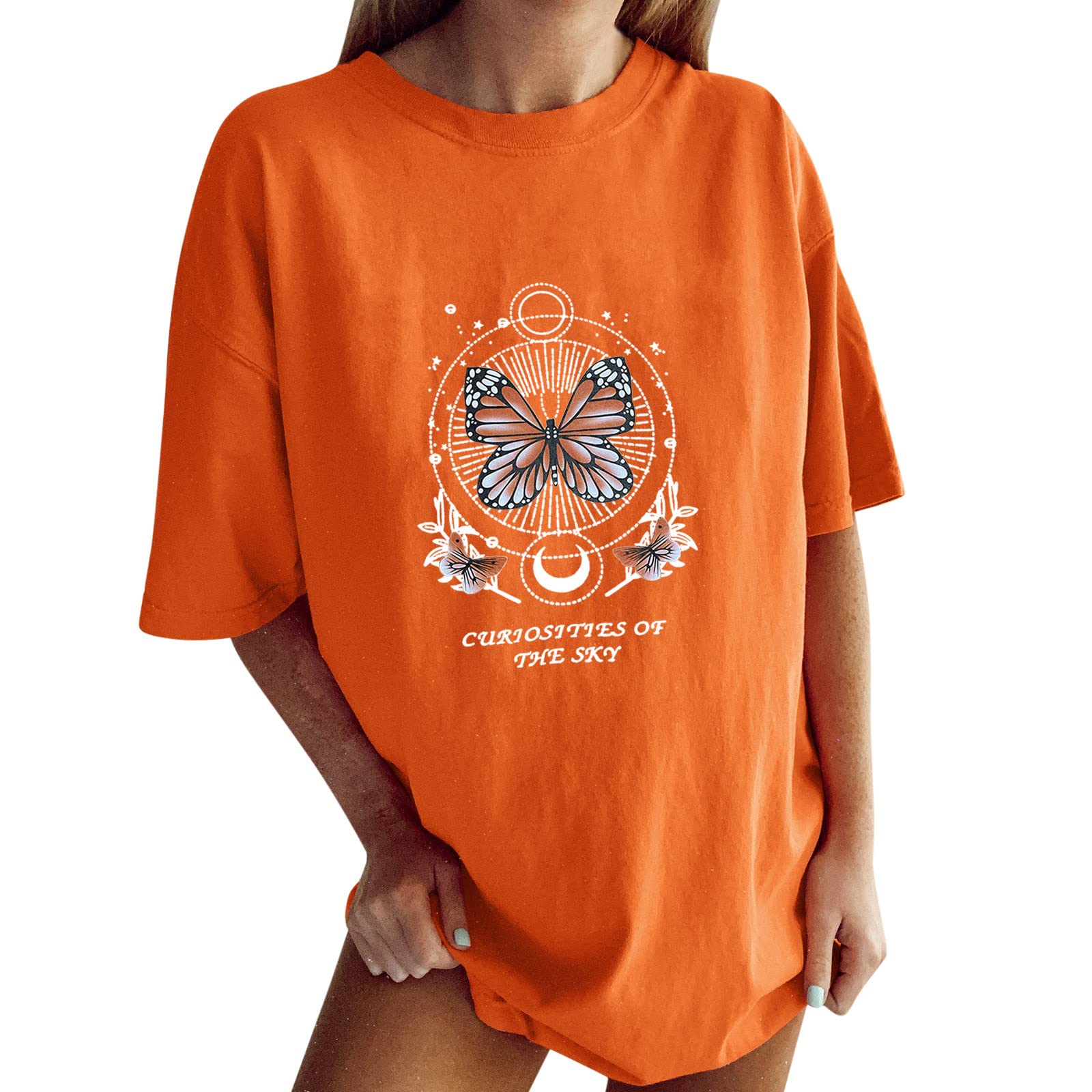 Oversized T-Shirts for Women - Casual Short Sleeve Printed Crewneck Tees | Summer Tunic Tops for Lounge, Beach & Everyday Wear