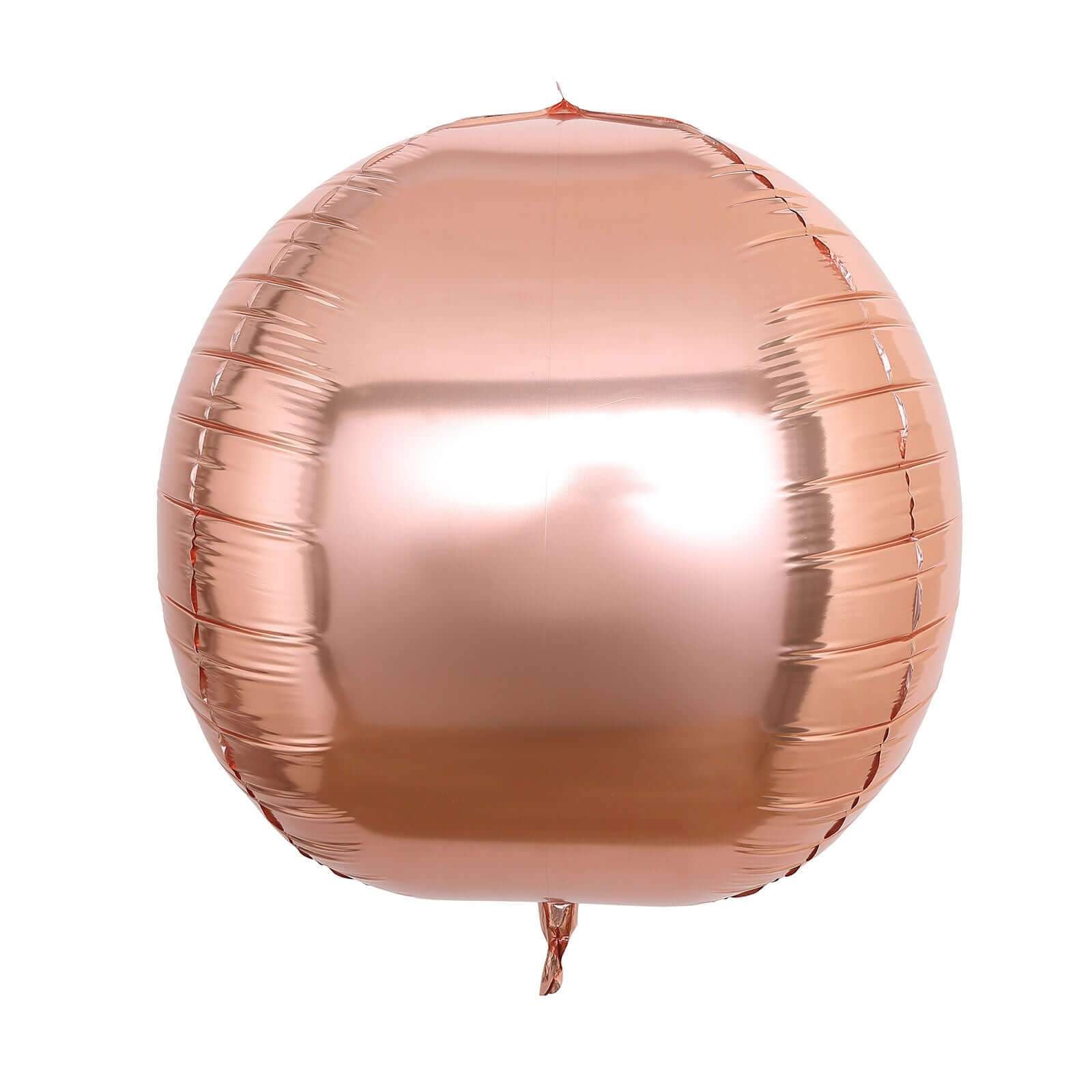 Efavormart 2 Pack 18 Inch Rose Gold Aluminum Foil Balloons - 4D Mylar Round Sphere Balloons for Birthday Party, Wedding, Baby Shower & Anniversary Decorations