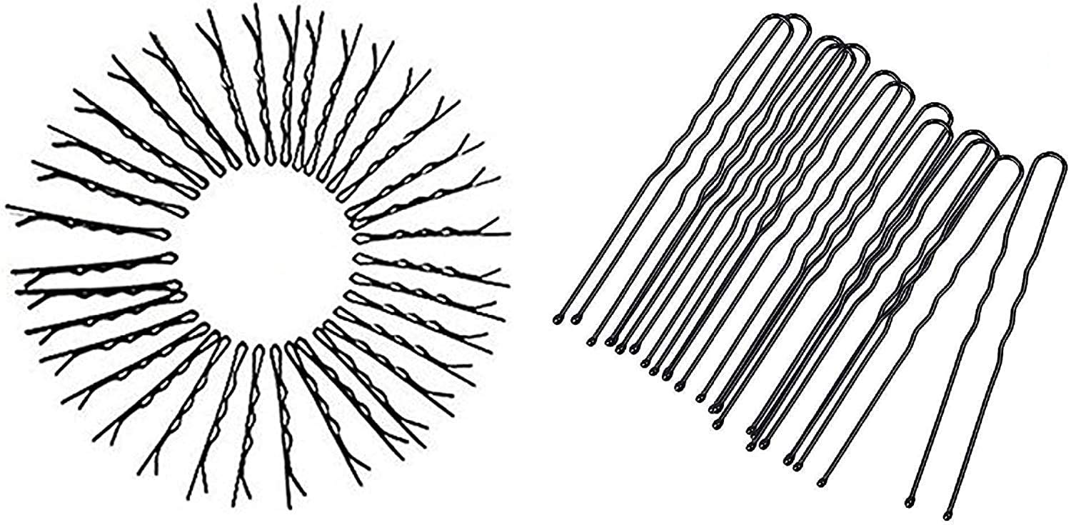 HRBS 100-Piece Hair Pin Set - 25 Bob Pins, 25 Side Pins, 20 Juda Pins, 20 Large Safety Pins, 10 Mixed Safety Pins - Hair Accessories for Women & Girls - Perfect for Braids, Buns, Updos & Everyday Hairstyles