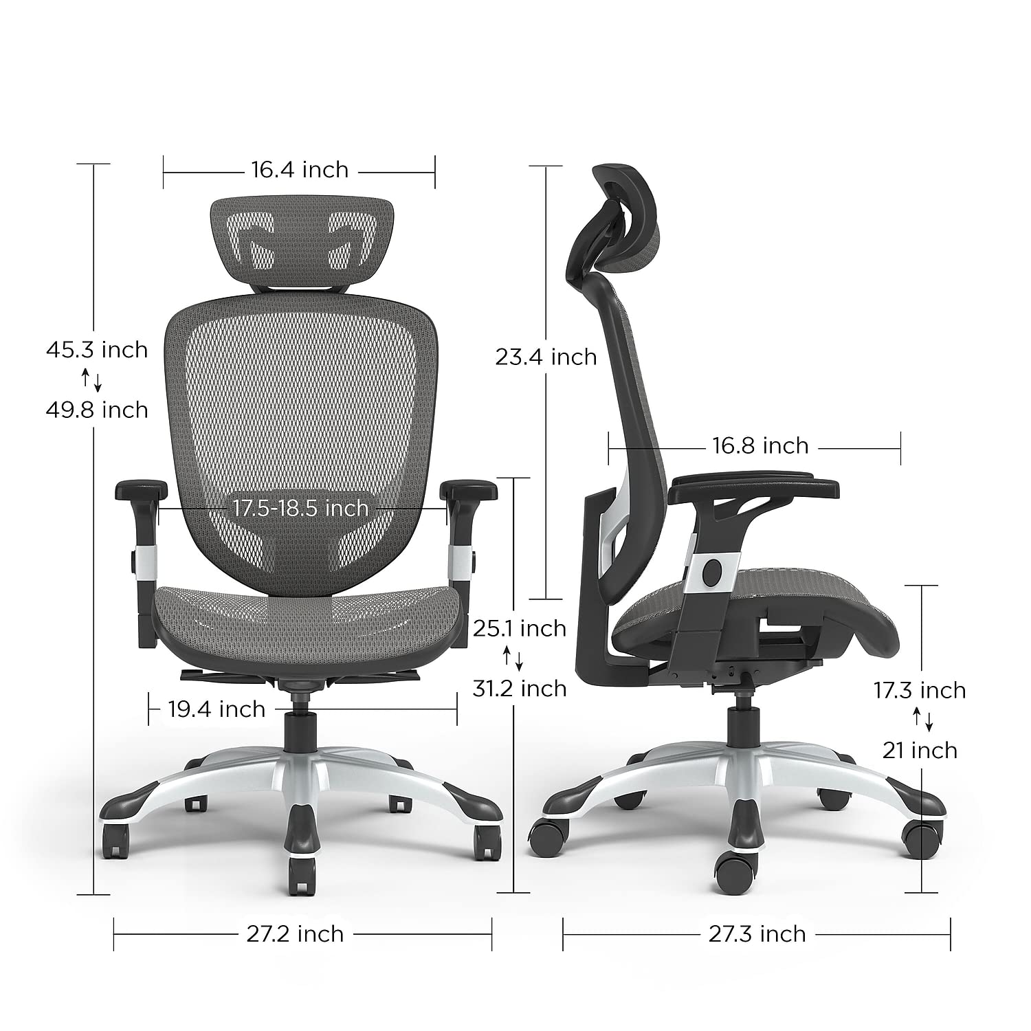 Ergonomic Mesh Computer and Desk Task Chair with Lumbar Support - Breathable Charcoal Black Office Chair for Home & Workspaces - Ideal for Long Hours of Sitting, Gaming, and Remote Work