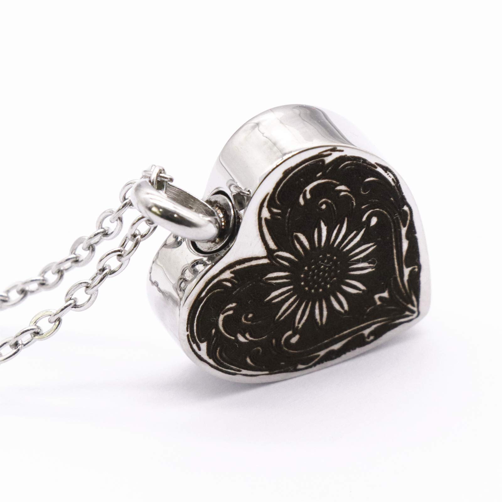 ATOP Sunflower Cremation Memorial Jewelry - Stainless Steel Ashes Keepsake Urn Necklace with Engraved Locket, Waterproof Memorial Pendant for Loved Ones (Includes Tools & Gift Box) - Perfect for Funeral Services, Memorial Ceremonies & Keeping Memories Close