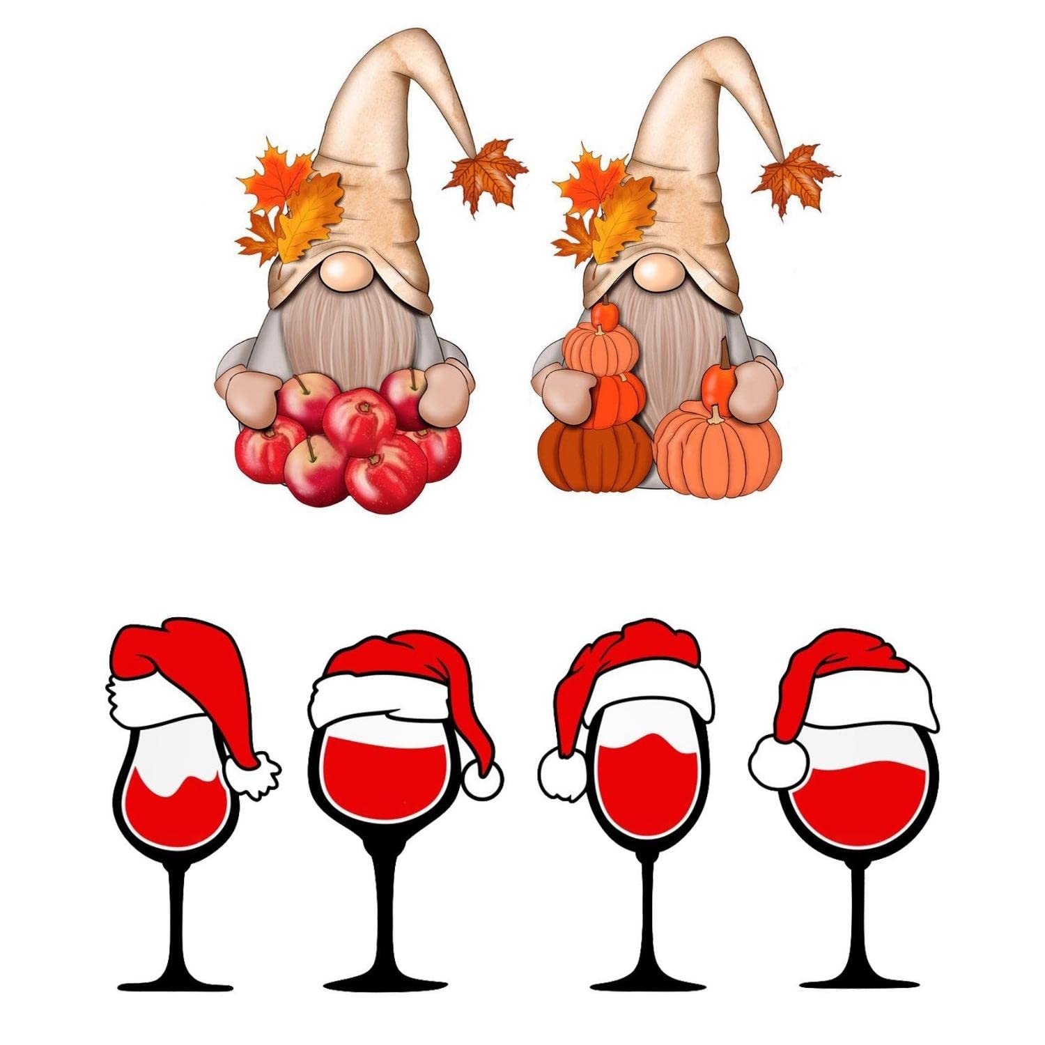6pcs Stampin Up Stamps & Dies Set - Pumpkin Red Wine Glass with Christmas Hat Cutting Dies for Holiday Card Making, DIY Scrapbooking, Photo Albums | Perfect for Christmas Crafts, Gift Tags & Home Decor