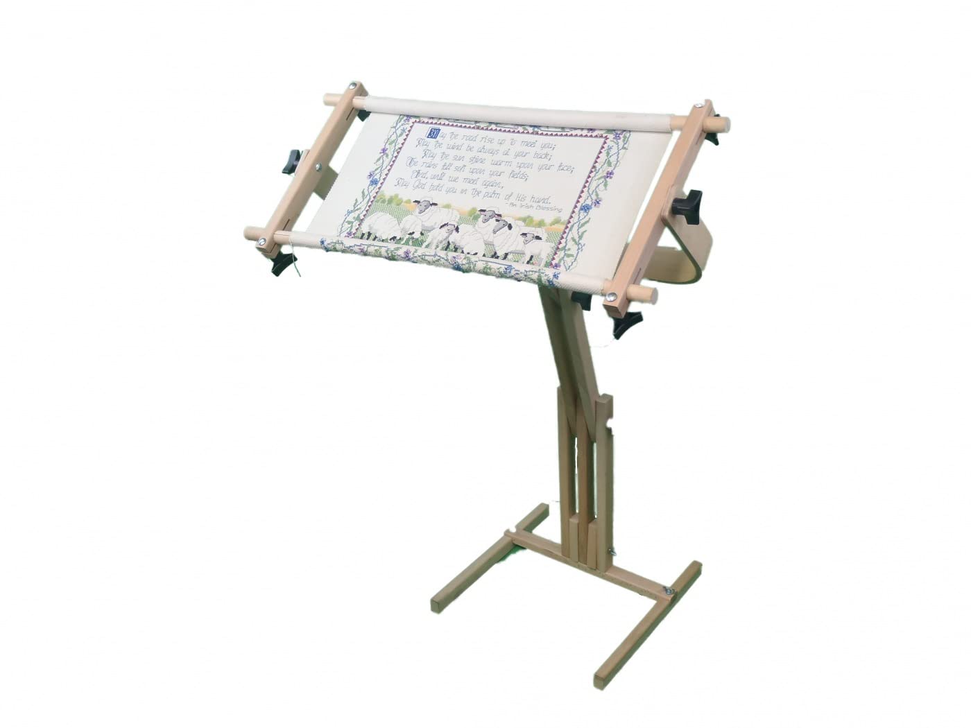 Frank A. Edmunds Stitcher's Wonder! Floor Stand Scroll Frame for Embroidery & Needlework - Adjustable Wooden Frame for Cross Stitch, Tapestry & Handcraft Projects - Perfect Home Decor & Gift Idea