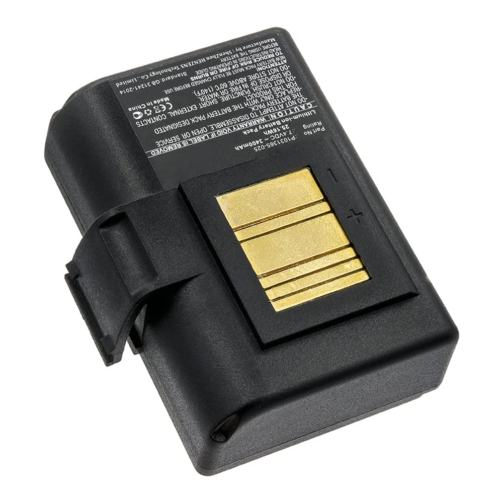 Synergy Digital Printer Battery - Compatible with Zebra P1051378 Printer (Li-ion, 7.4V, 3400mAh) | High Capacity Replacement for Zebra BTRY-MPP-34MA1-01 | Perfect for Warehouse Labeling & Retail Barcode Printing