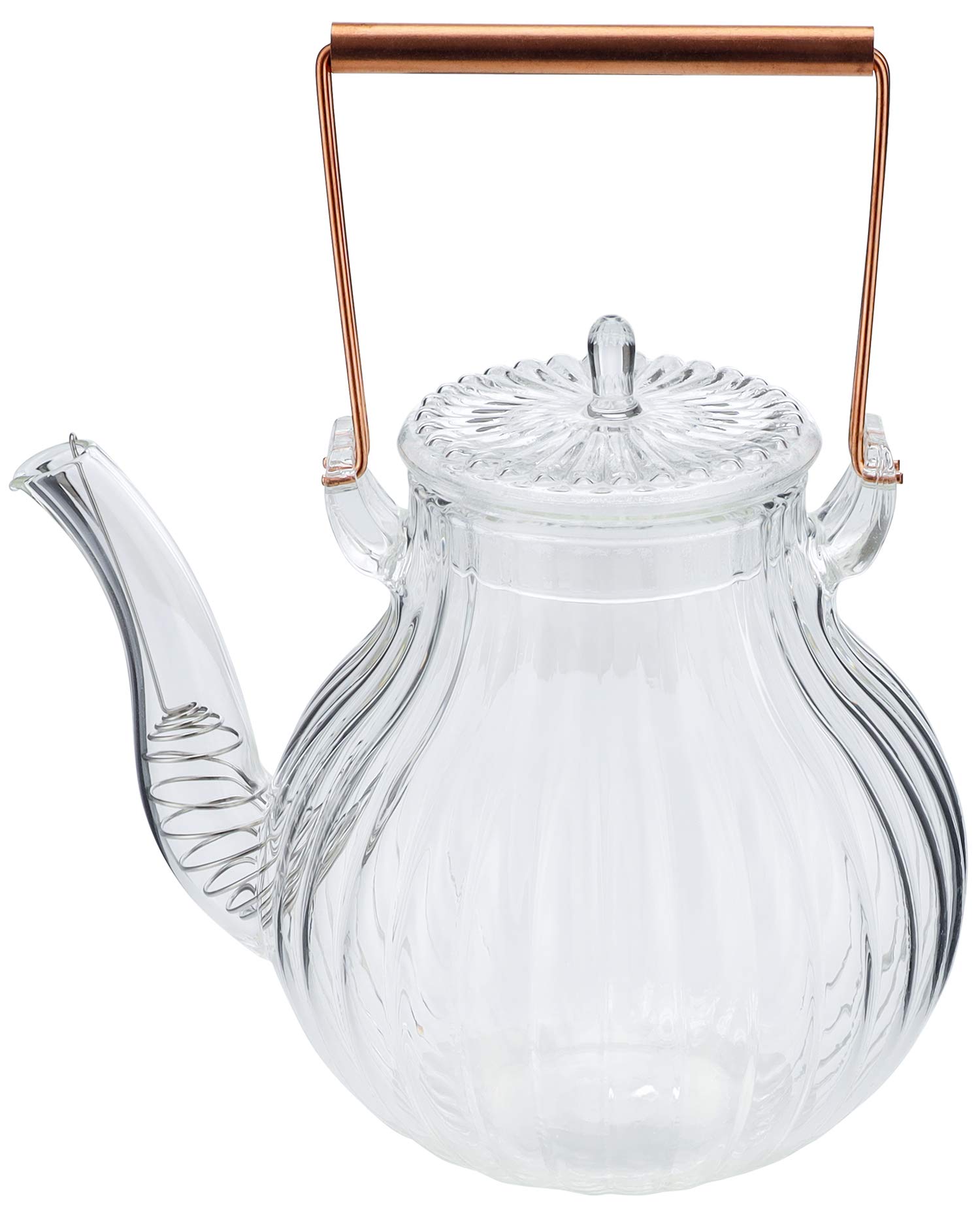 Premium Borosilicate Glass Teapot with Removable Infuser - 25OZ Stovetop Safe Tea Kettle for Loose Leaf, Flowering & Fruit Tea - Perfect Gift for Tea Lovers - Ideal for Home, Office & Tea Ceremonies (IW-G086, LINE)