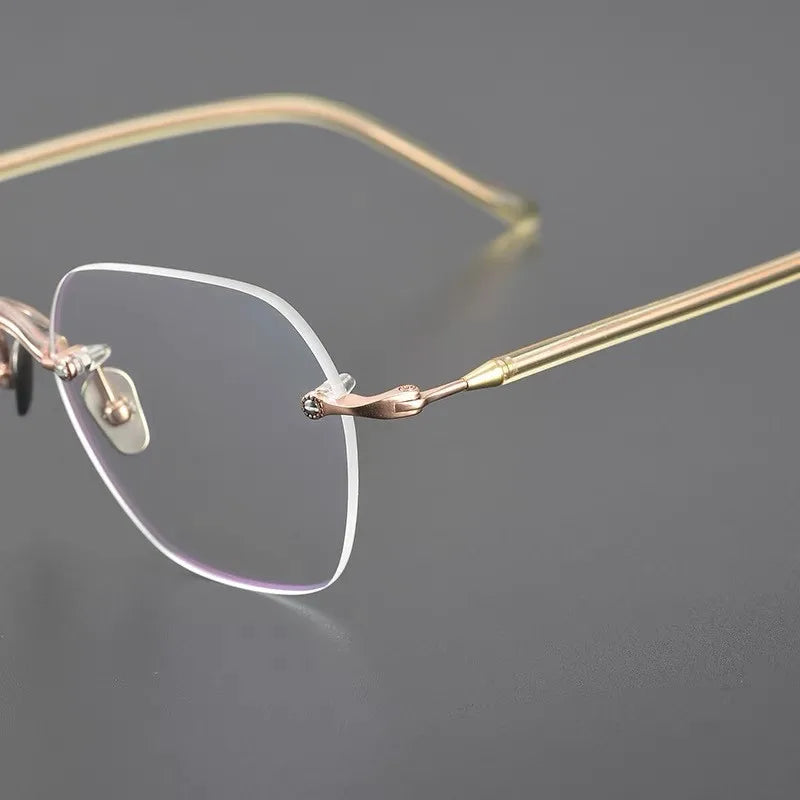 Aimee Women's Rimless Flat Top Square Titanium Eyeglasses Frame 7122 - Lightweight & Durable for Office, Reading & Everyday Wear