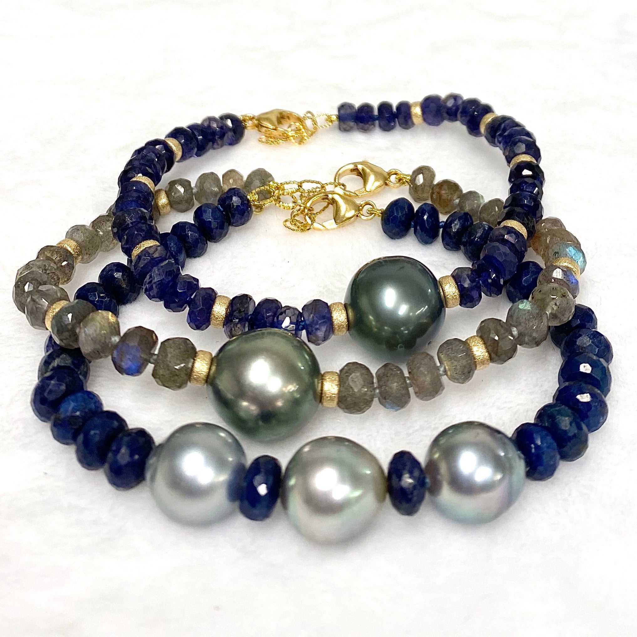 LELA Sterling Silver Bracelet with Tahitian Pearls & Labradorite Gemstones (B487) - Elegant Jewelry for Women, Perfect for Parties, Weddings & Special Occasions