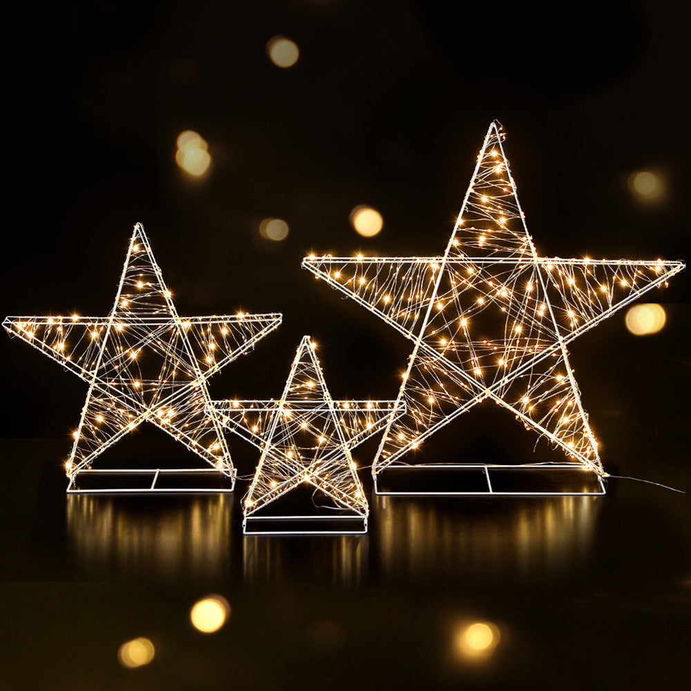 900 LED Christmas Fairy Lights with 3 Star Decorations - Indoor & Outdoor Holiday Decor for Home, Tree, Party, and Wedding