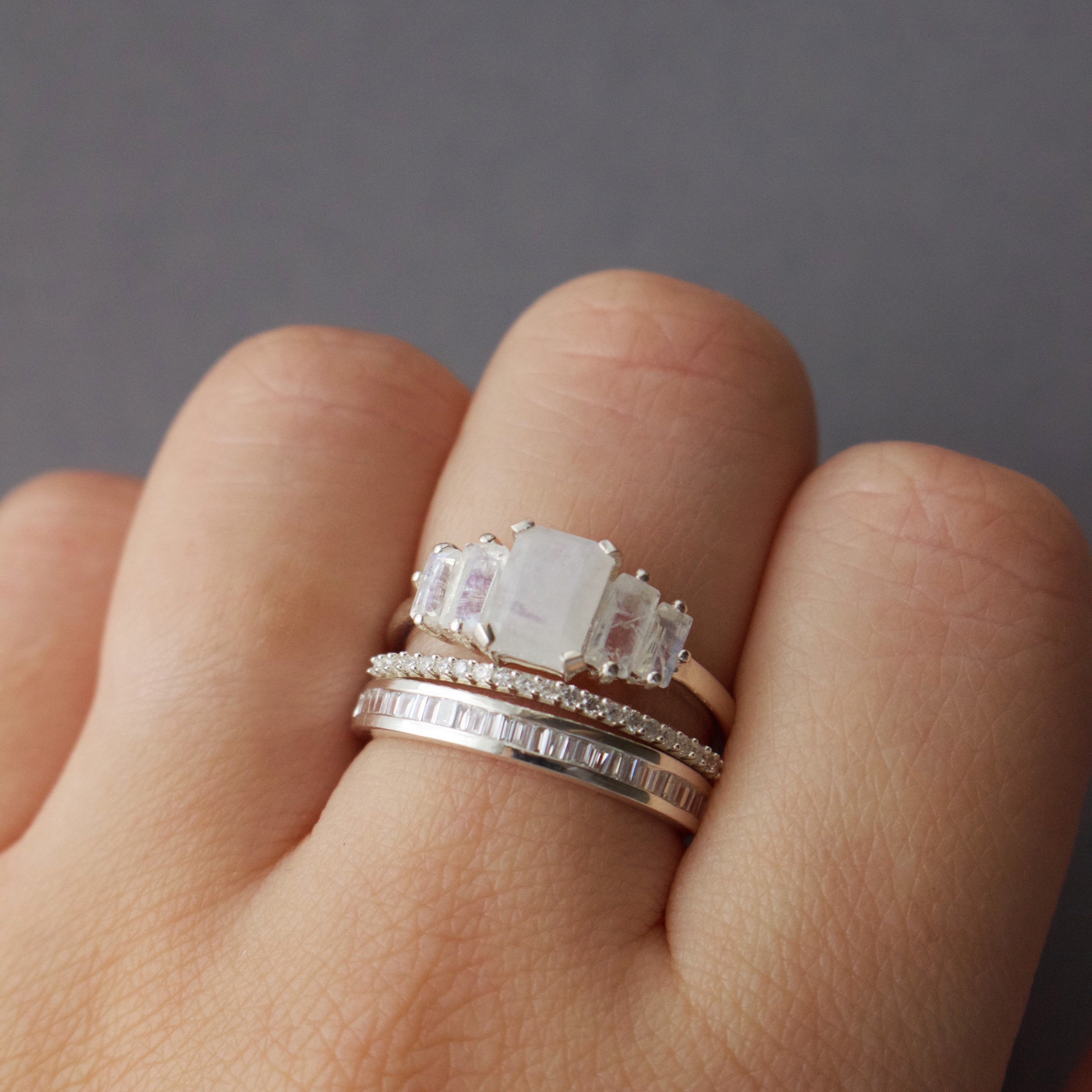 Moonstone Deco Ring – Elegant Silver Jewelry for Women, Boho Chic Statement Ring – Perfect for Weddings, Parties & Everyday Wear
