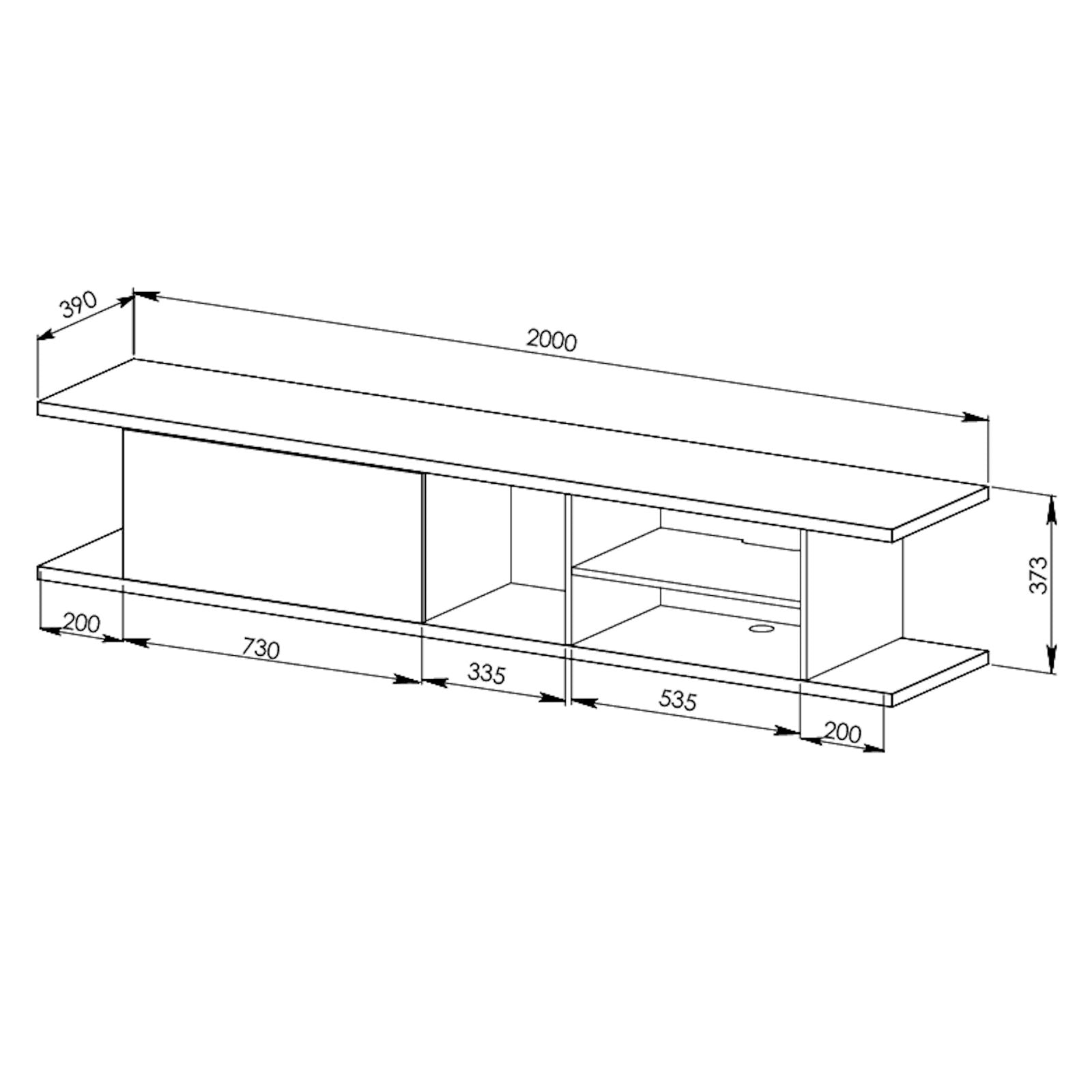 Auldrin 200cm Floating TV Stand Entertainment Center, Wall Mounted TV Console with Storage Shelf - Dark Oak Wood Modern Design by Tauris - Perfect for Living Room, Bedroom & Home Theater Setup