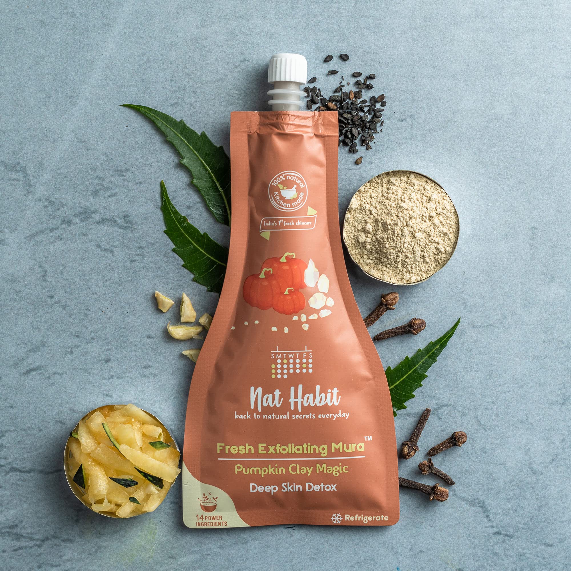 Organic Pumpkin Clay Face Scrub - Deep Detox & Exfoliation for Clean, Clear & Soft Skin | Removes Dust, Smoke & Toxins | Pack of 2 x 25g | Perfect for Daily Skincare Routine & Post-Pollution Cleansing