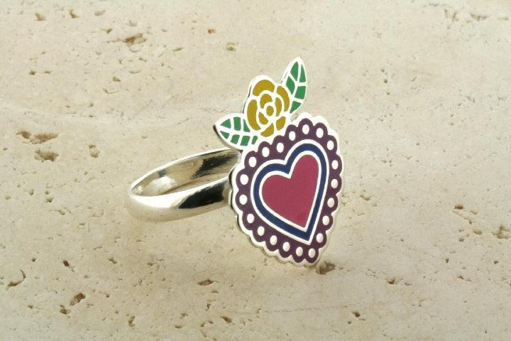 Pink Enamel Flying Heart Adjustable Ring for Women - Elegant Valentine's Day Gift, Boho Jewelry for Everyday Wear & Special Occasions