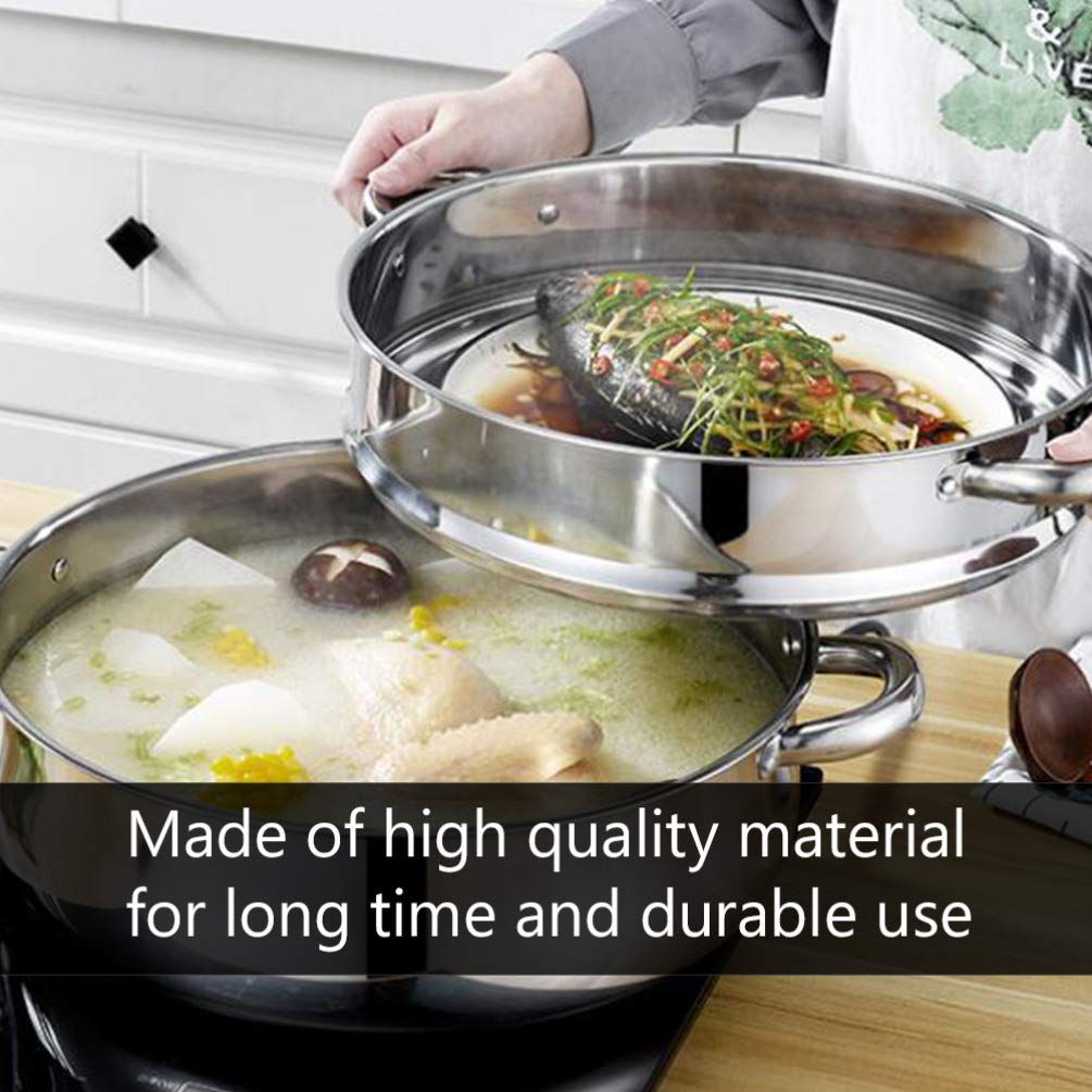 Premium Stainless Steel 3-Layer Steamer Pot for Soup, Stock & Cooking | Heavy-Duty Steamer Pot with Lid for Home Kitchen | Ideal for Steaming Vegetables, Seafood & Dumplings