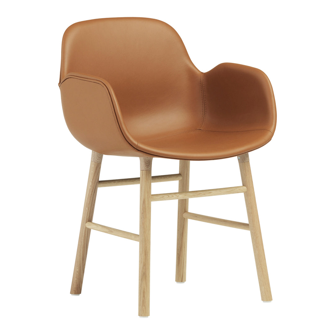 Modern Upholstered Form Armchair with Wooden Legs - Perfect for Living Room, Office, or Lounge Decor