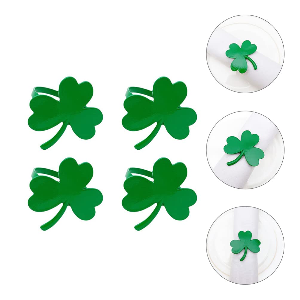 VALICLUD 4-Piece Shamrock Napkin Rings Set - St. Patrick's Day & Valentine's Day Napkin Holders - Decorative Tableware for Holiday Parties, Weddings, and Special Occasions