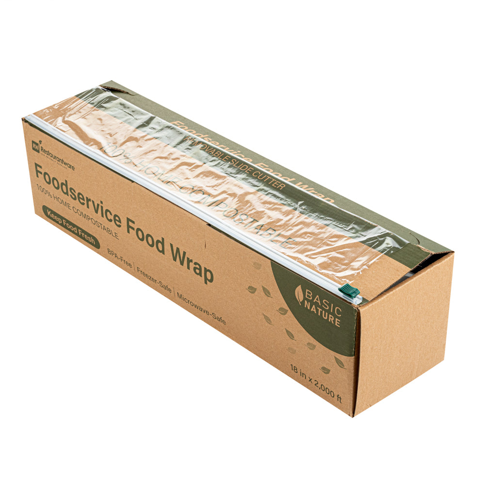 Basic Nature Clear Plastic Food Wrap - Home Compostable, BPA Free, Microwave Safe - 18