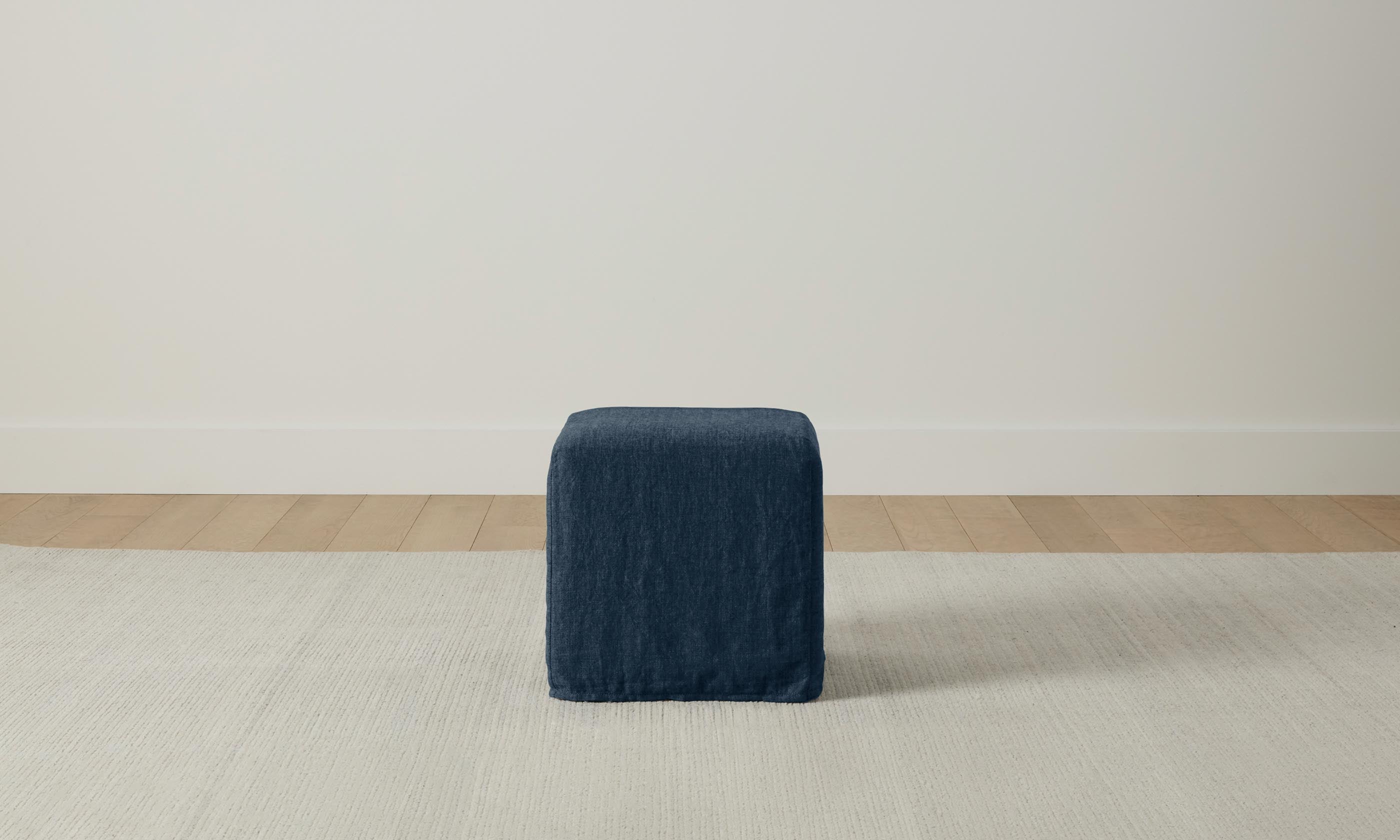 Franklin Ottoman with Performance Linen Weave in Bay Color - Stylish Footrest & Extra Seating for Living Room, Bedroom, or Office