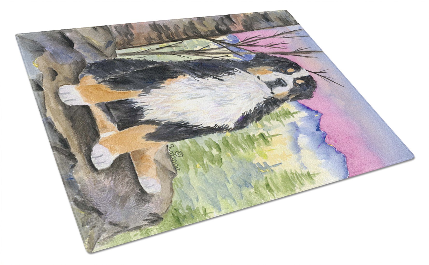 Bernese Mountain Dog Tempered Glass Cutting Board - Large Decorative Kitchen Chopping & Serving Board - Durable Glass Cutting Surface for Cheese, Charcuterie & Entertaining - Caroline's Treasures SS8336LCB