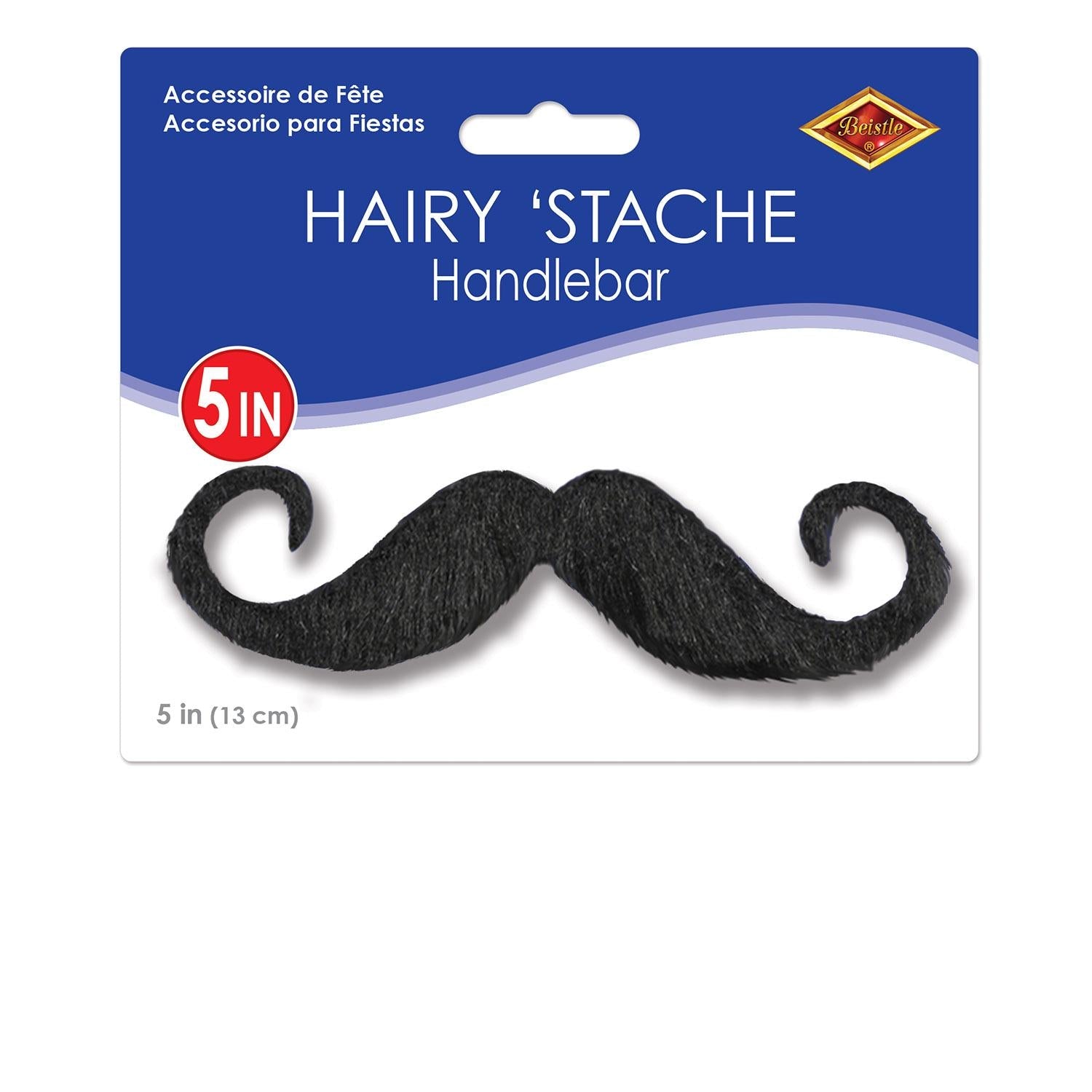12 Pack Beistle Handlebar Hairy Mustache Costume Accessories - Perfect for Halloween, Cosplay, and Themed Parties