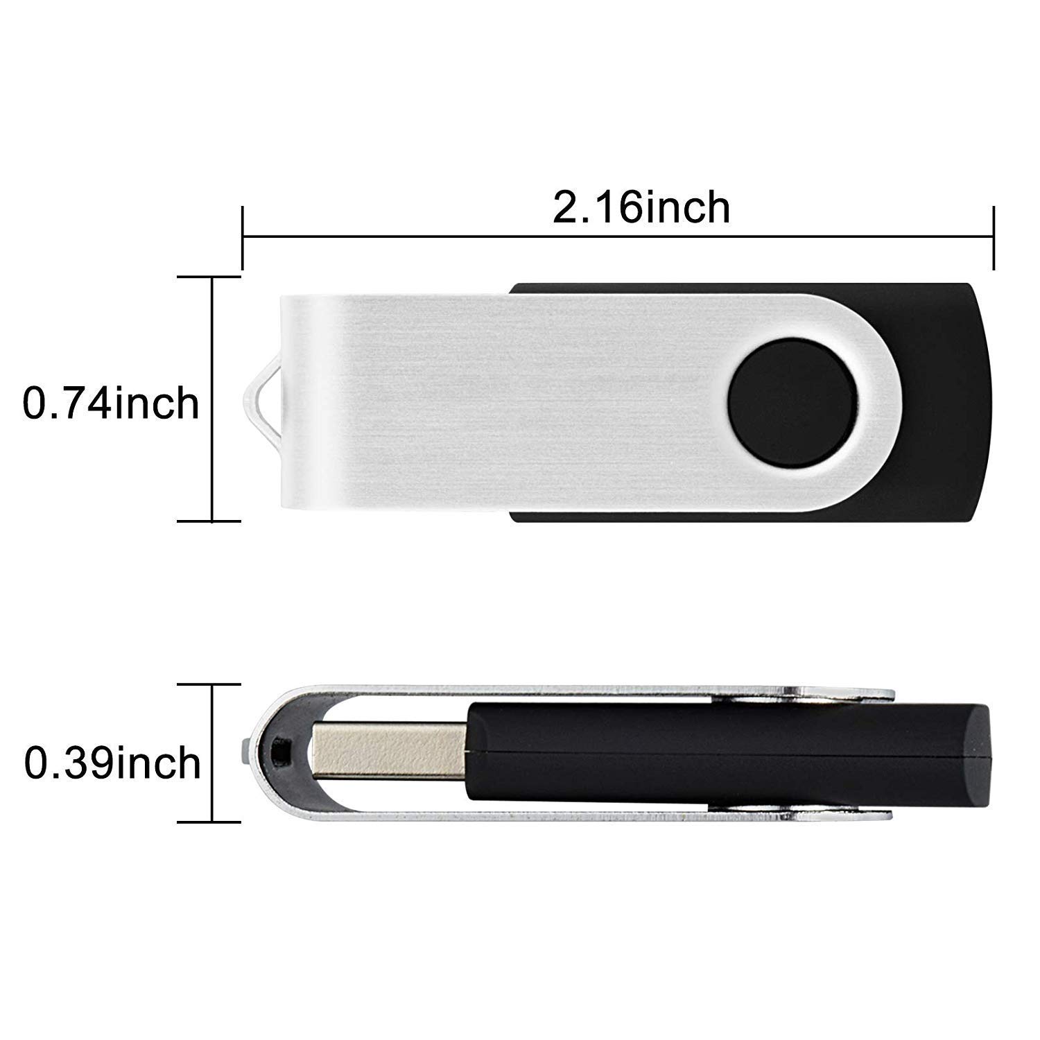 KEXIN 100 Pack 8GB USB Flash Drives Bulk - Swivel Design Thumb Drives Memory Sticks USB 2.0 Black - Perfect for School, Office, Business, Data Storage & Bulk Gifting