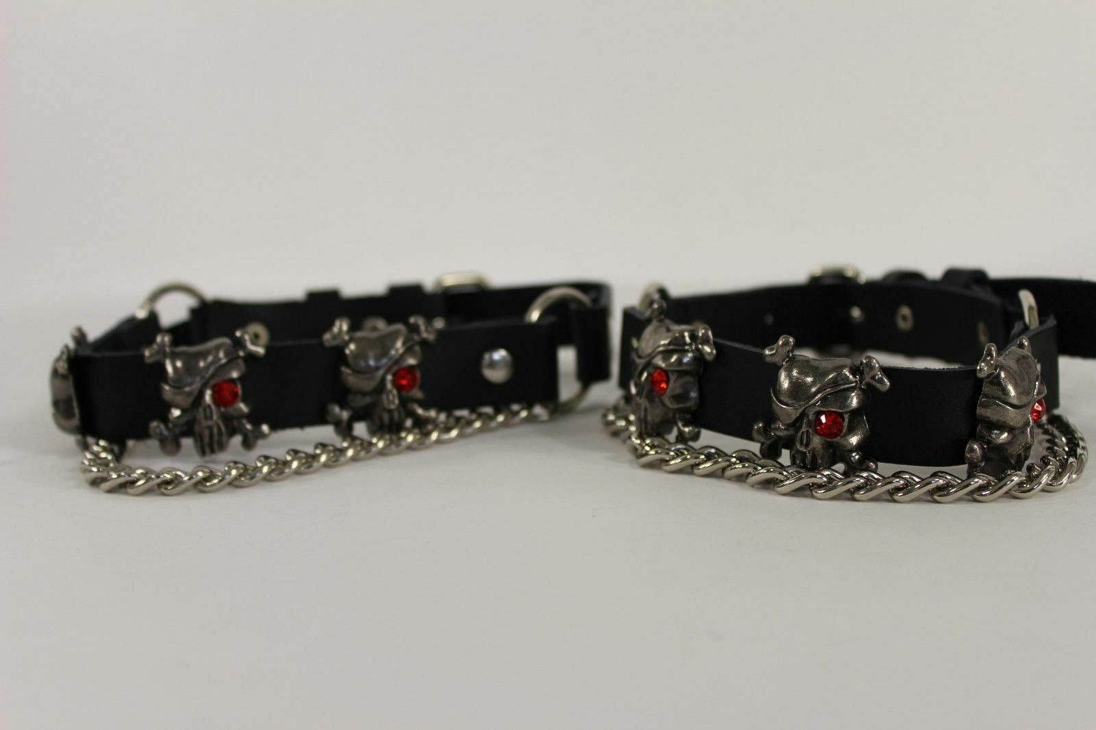 Men's Western Boot Bracelet - Silver Chain & Black Leather Strap with Pirate Skull Design - Chunky Statement Bangle Jewelry for Cowboy, Biker & Rock Fashion Accessories