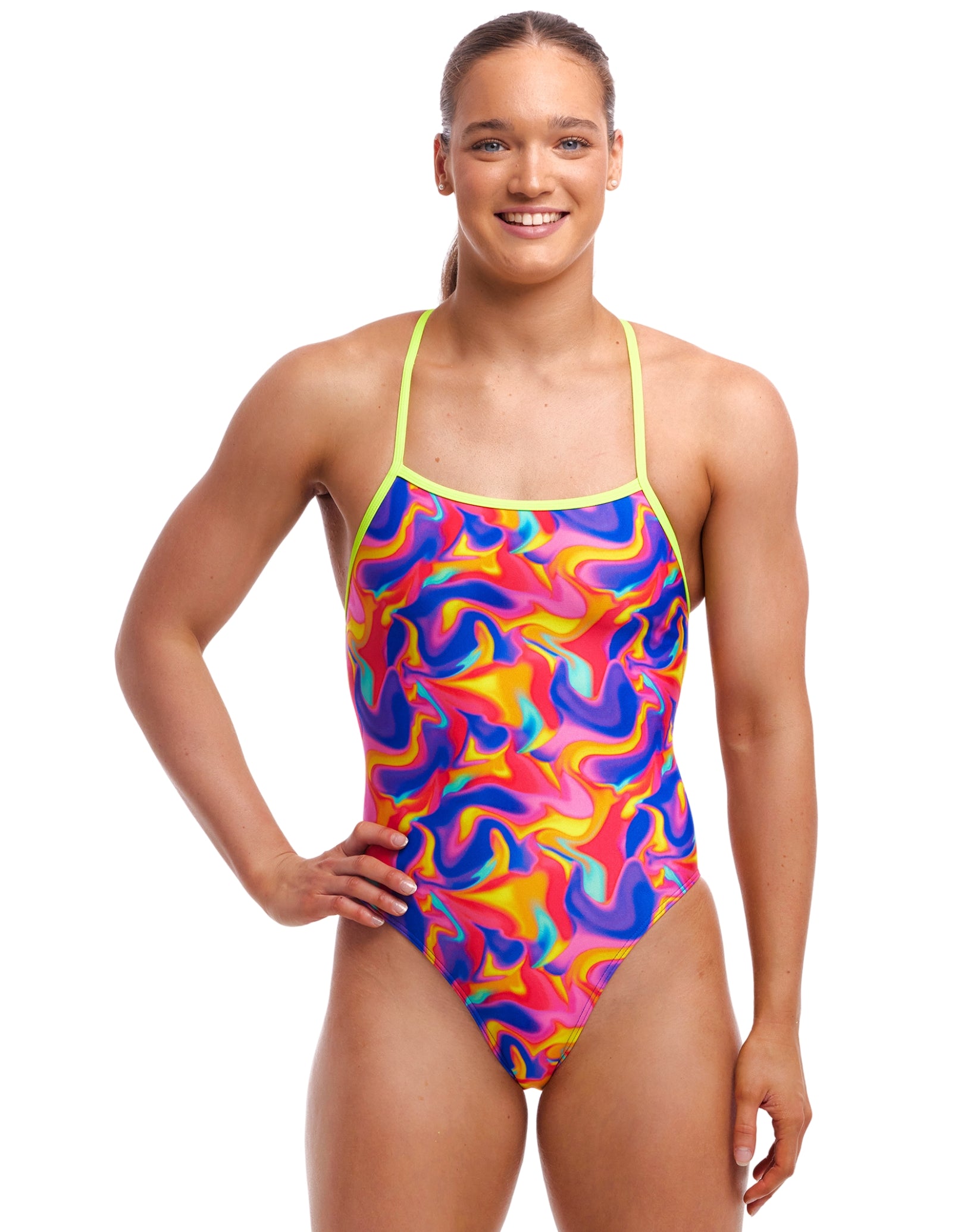 Stylish Summer Swirl Strapped One-Piece Swimsuit for Women - Trendy Floral Print Bathing Suit for Beach, Pool & Vacation
