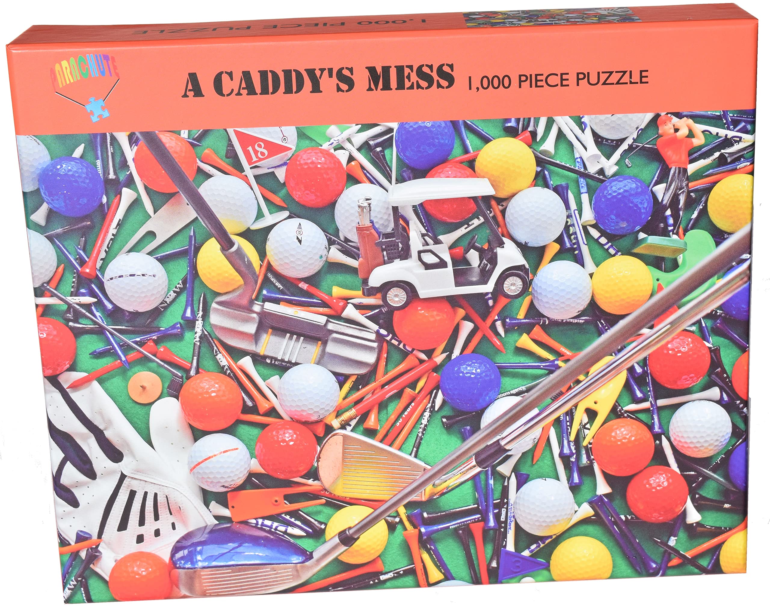 1000 Piece Golf Jigsaw Puzzle - Parachute Puzzles A Caddy's Mess | Challenging Adult Puzzle with Golf Balls & Accessories | Perfect for Golf Lovers, Game Rooms & Relaxation