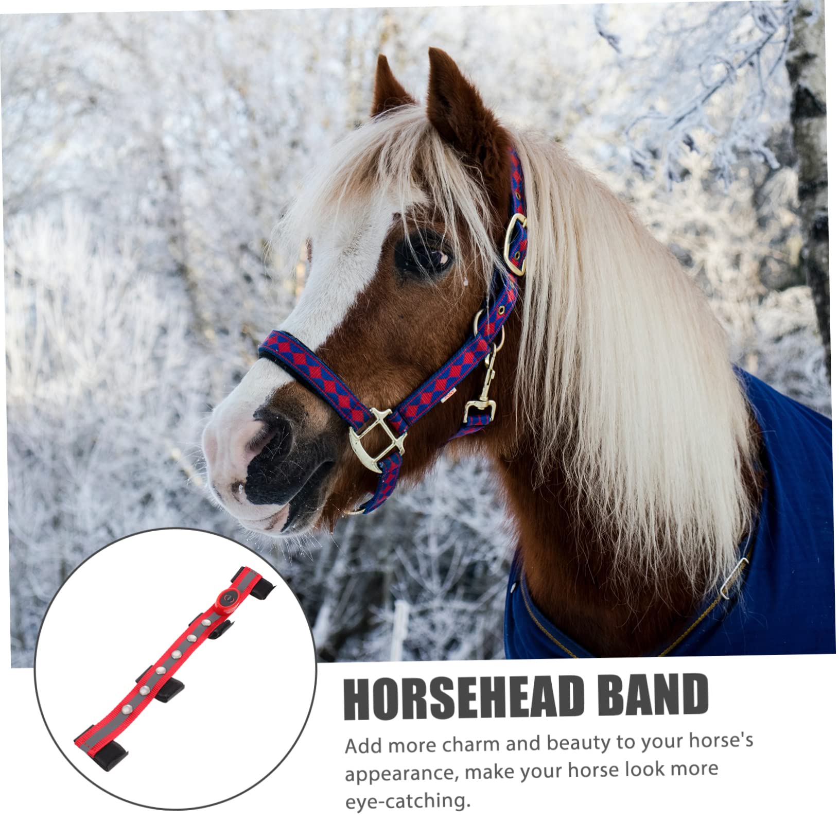 LED Horse Headband & Collar Strip - Red Polyester Breastplate with Light for Night Riding - Perfect for Equestrian Shows, Parades, and Trail Rides