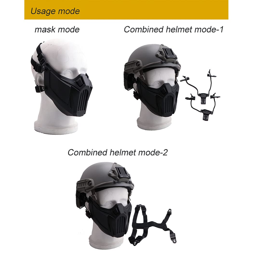 Tactical Airsoft Half Face Mask - Black Protective Gear for Outdoor Sports, Airsoft Games & Cosplay | Durable & Breathable Design for Maximum Safety