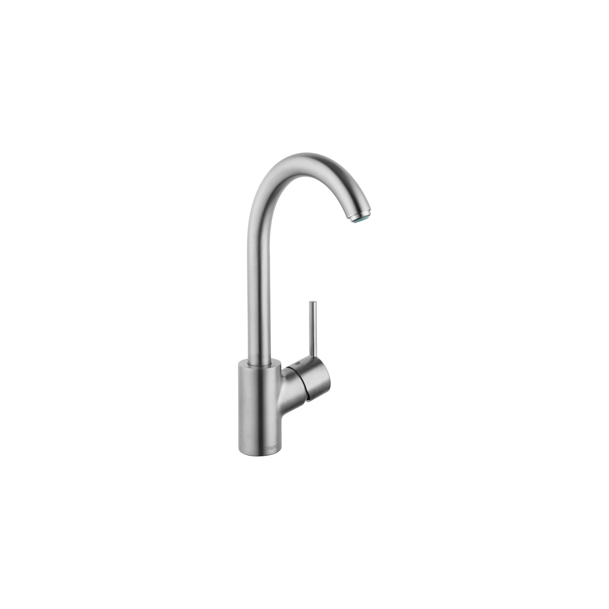 Hansgrohe Talis S Stainless Steel High Arc Pull-Down Kitchen Faucet with Swivel Spout - Modern Commercial Style Faucet for Kitchen Sink - Perfect for Home Renovation & Restaurant Use (Model 04870800)