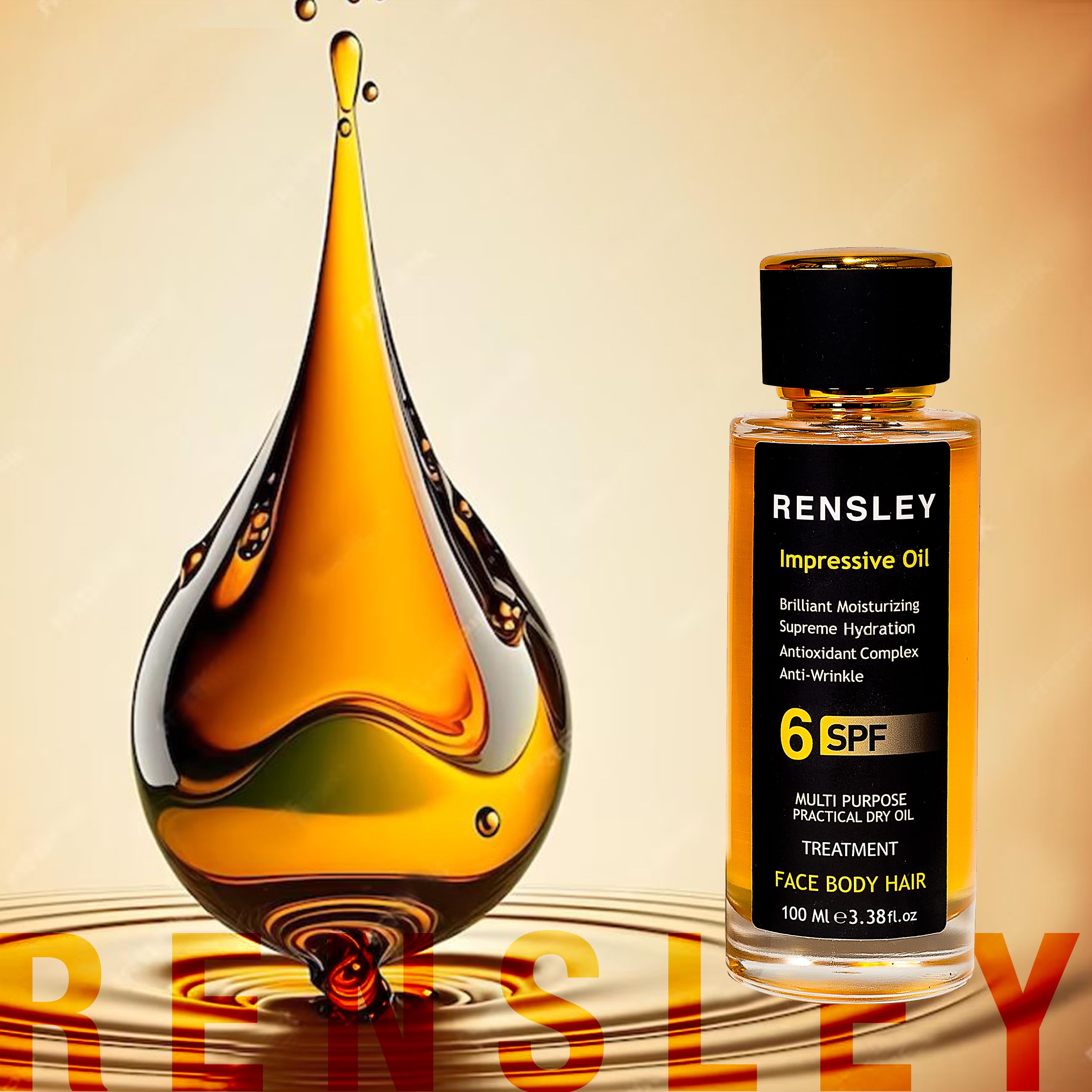 RENSLEY Multi-Purpose Skin Care Oil - Anti-Aging Moisturizer for Face, Body & Hair | Cuticle & Stem Cell Treatment | Wrinkle Reduction | 3.38 oz | Perfect for Daily Hydration & Nighttime Skin Repair