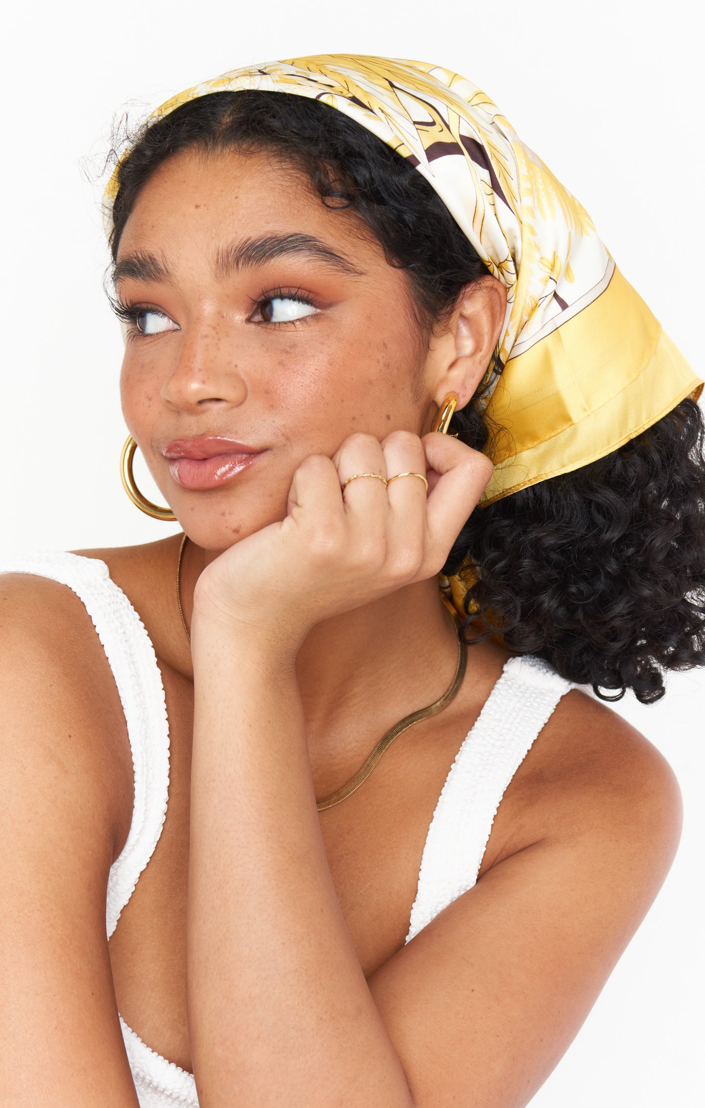 Leona Head Scarf - Stylish Yellow & White Fashion Accessory for Women | Perfect for Church, Beach, and Everyday Wear