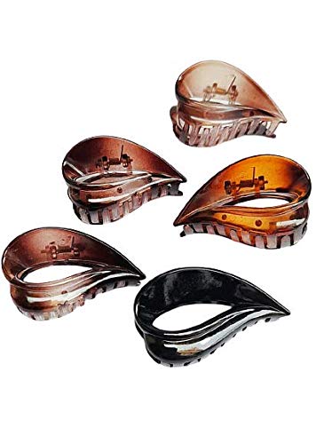 PP Leaf Style Plastic Hair Clips for Women & Girls - 6 Pack Medium Hair Claws - Perfect for School, Work, Parties & Everyday Hairstyling