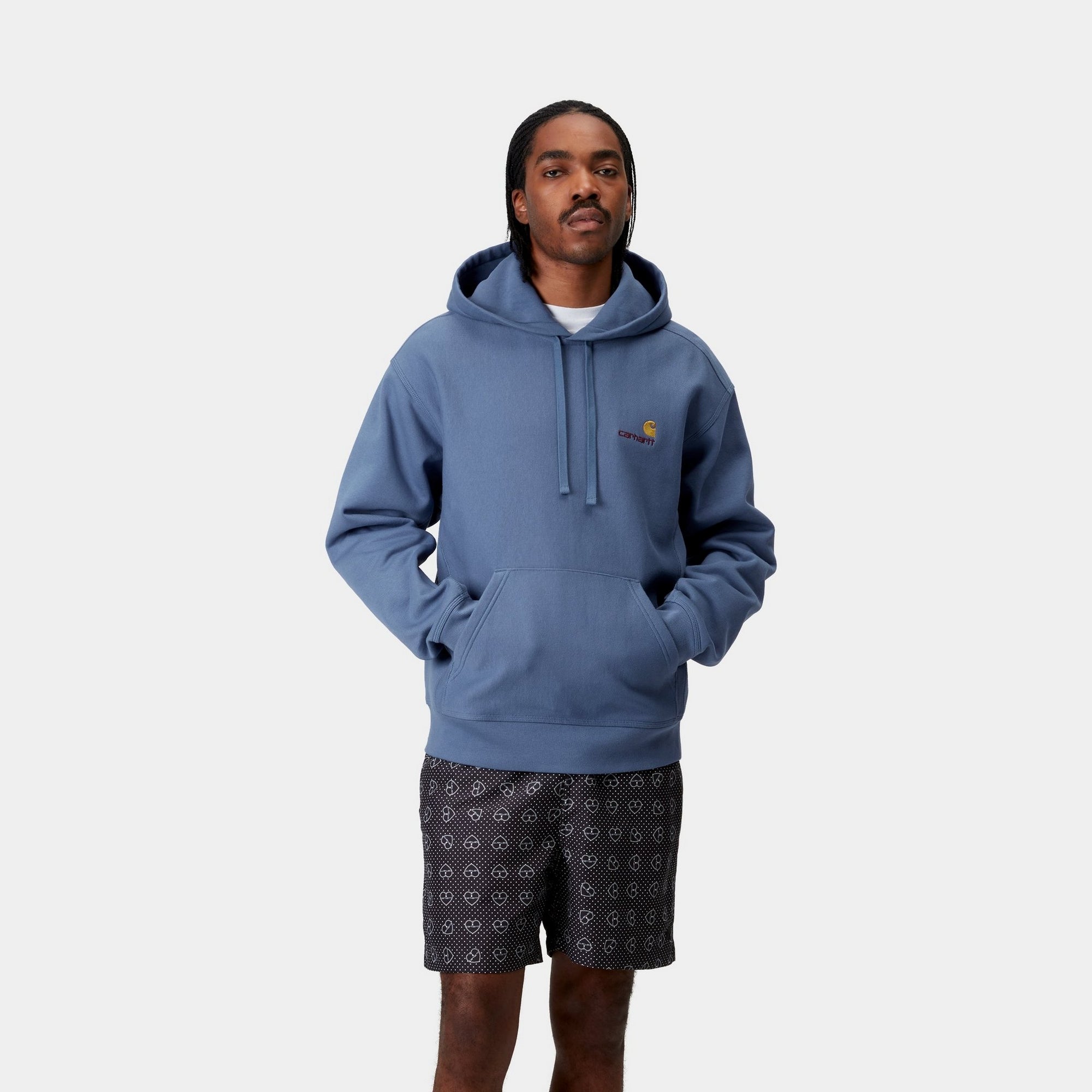 American Script Hooded Sweatshirt - Blue Iris | Cozy Pullover for Casual Wear, Street Style & Loungewear