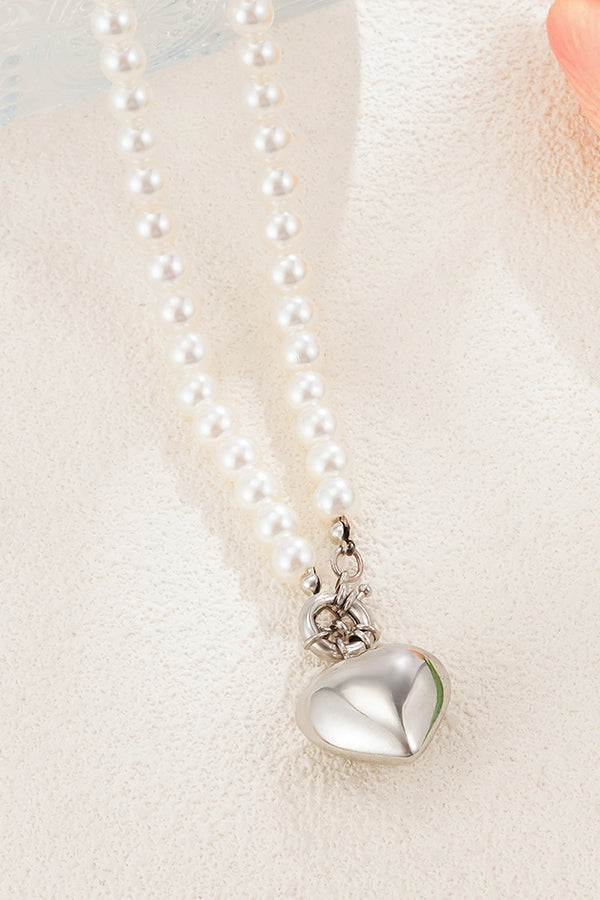 Elegant Love Pendant Imitation Pearl Multi-Layer Necklace for Women | Romantic Gift for Valentine's Day, Anniversary & Date Night Jewelry