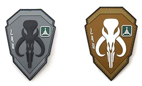 Bounty Hunter Fett Mandalorian Bantha Skull PVC Military Tactical Morale Patch - Hook & Loop Badges for Clothes, Backpacks, Hats - Perfect for Cosplay, Airsoft, Military Enthusiasts and Star Wars Fans