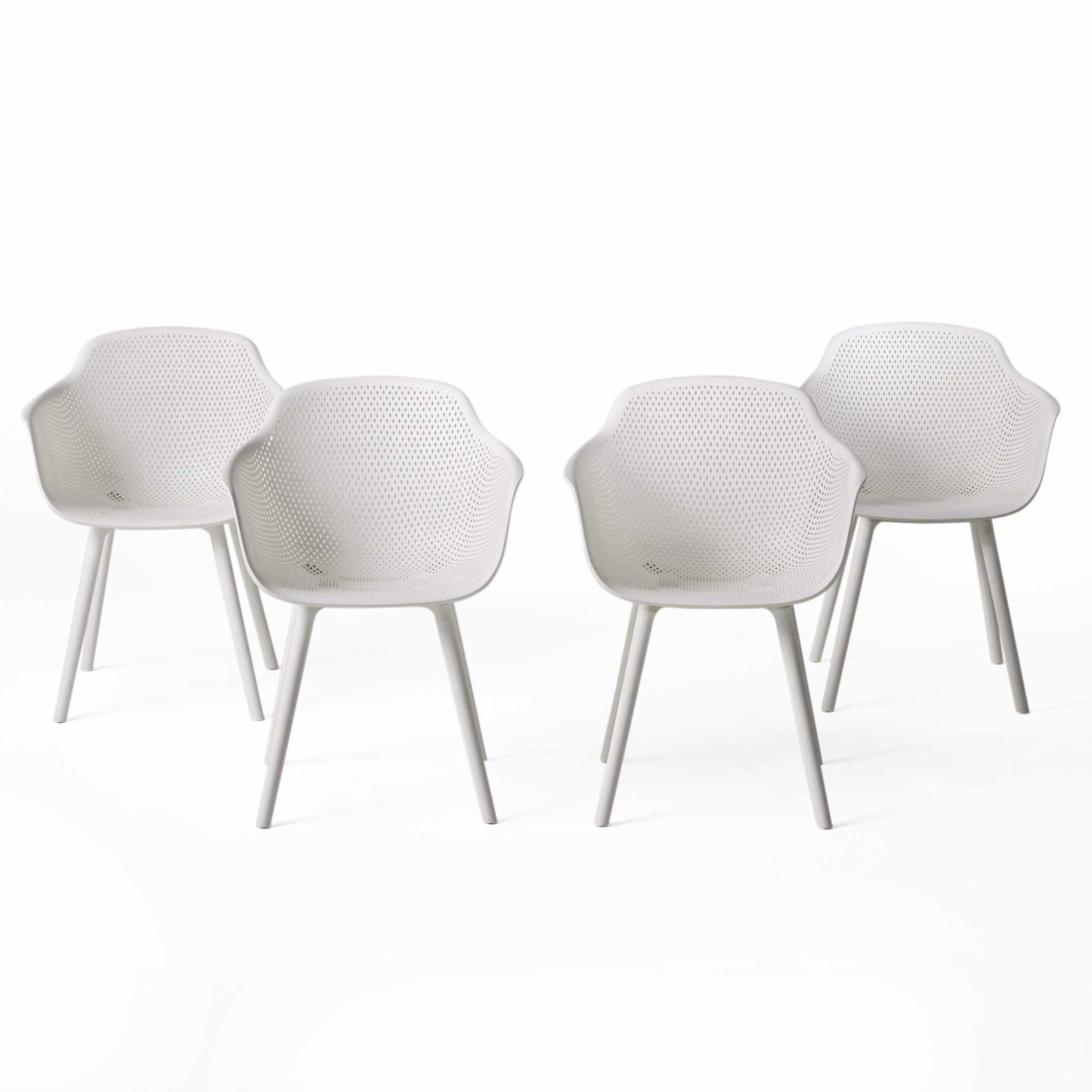 Christopher Knight Home Zachary Outdoor Modern Dining Chair Set of 4 - White Weather-Resistant Patio Furniture for Garden, Poolside & Backyard Dining