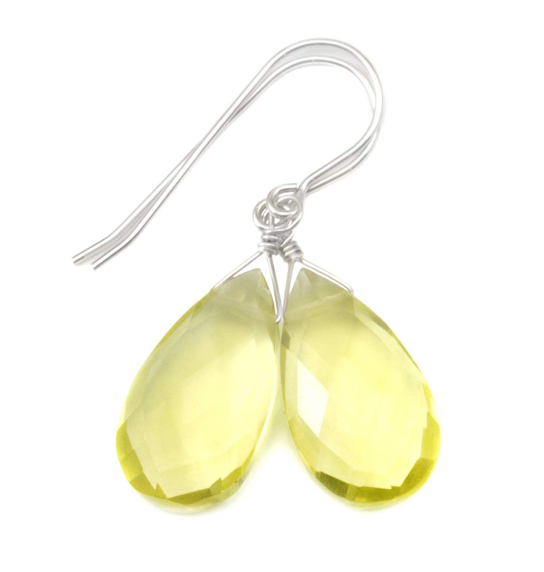 Lemon Quartz Earrings - Faceted Pear Briolette Teardrop Dangle Earrings in Soft Yellow | Elegant Jewelry for Women, Perfect for Weddings, Parties & Everyday Wear