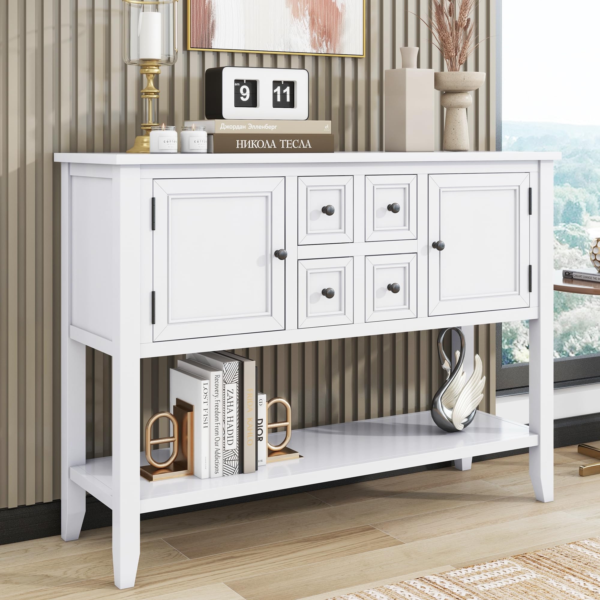 Harper & Bright White Buffet Cabinet - Kitchen Storage Sideboard with Drawers & Cabinets for Dining Room