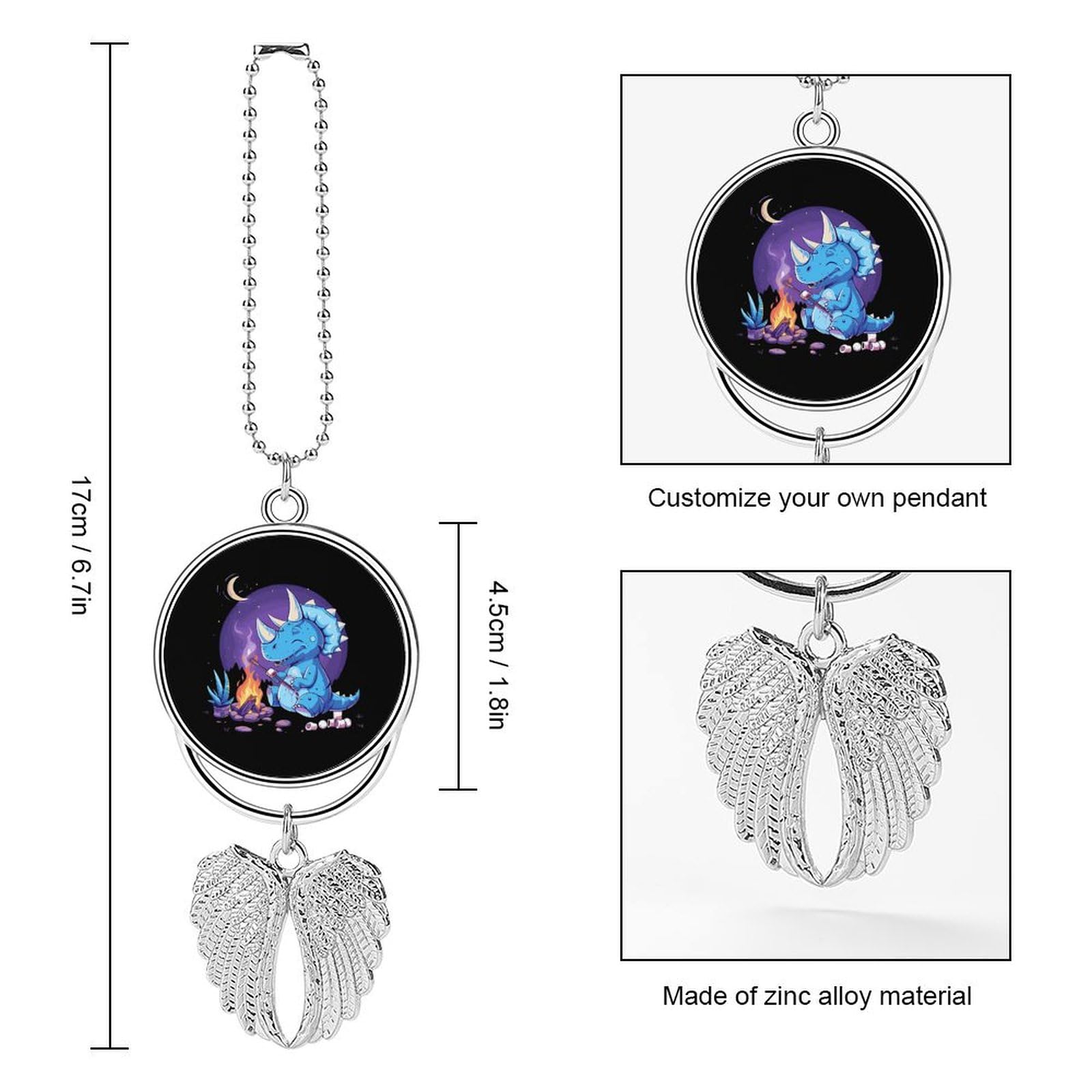 Dinosaur Triceratops Roasted Marshmallows Car Mirror Hanging Decor - Cute Lucky Charm Pendant for Rearview Mirror, Home & Office Decoration - Perfect Gift for Car Lovers & Dinosaur Fans