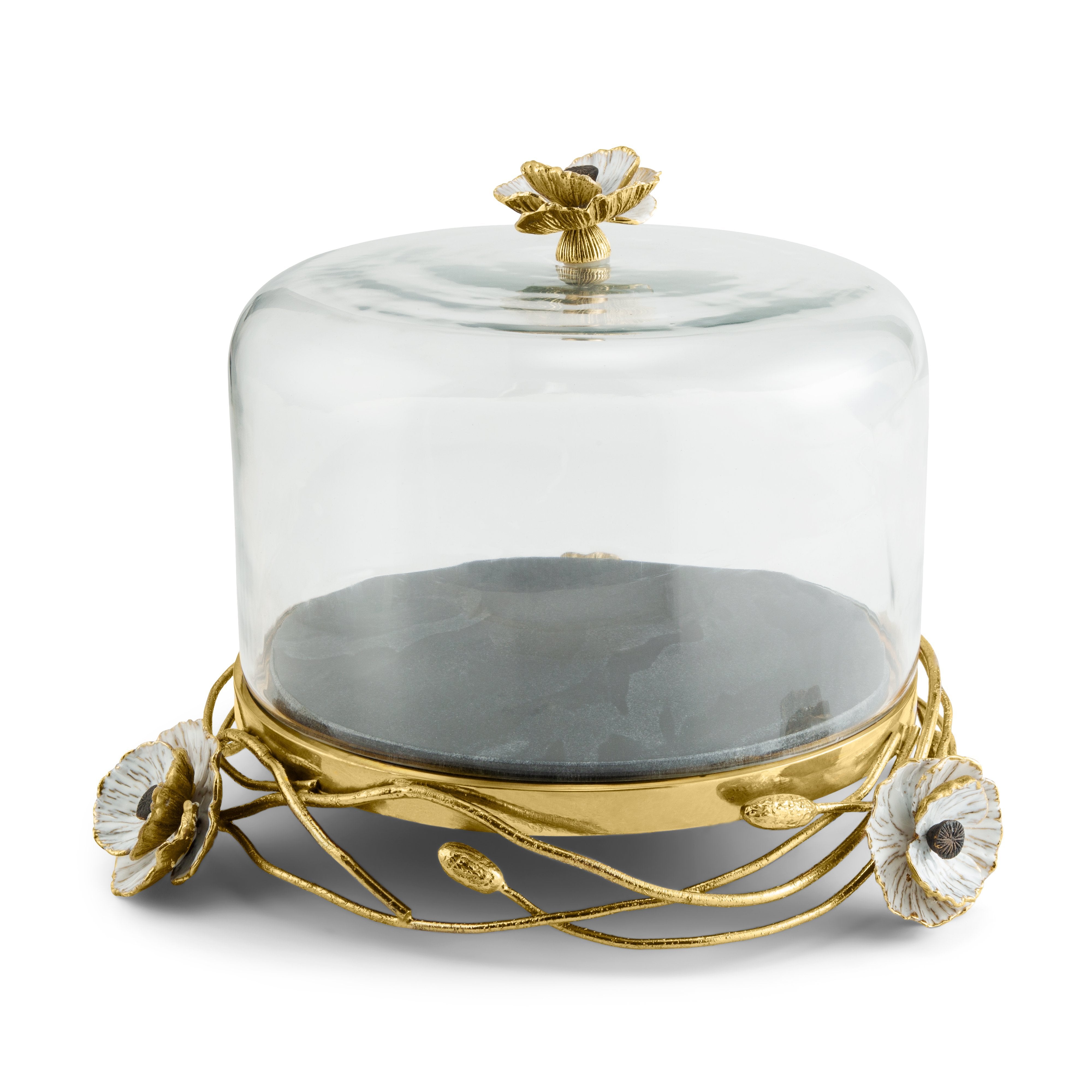 Elegant Anemone Cake Stand with Glass Dome - Perfect for Wedding, Birthday, and Dessert Displays