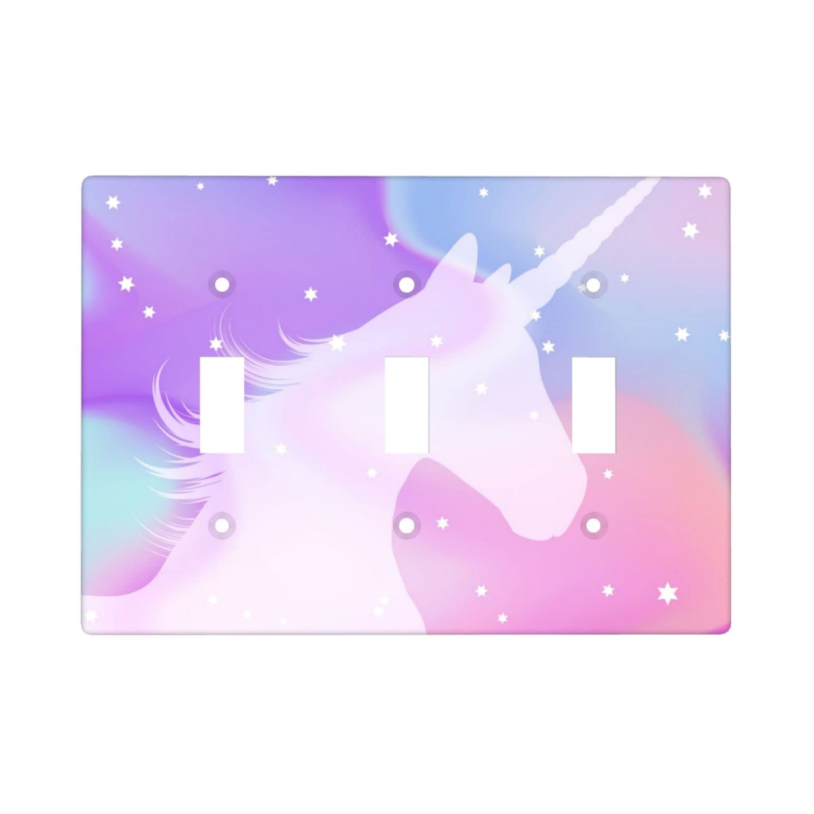 Pink Unicorn Light Switch Cover - Decorative 3 Gang Toggle Wall Plate for Home, Kitchen & Bedroom - Cute Unicorn Design Wall Plate Accessory for Girls Room & Nursery Decor