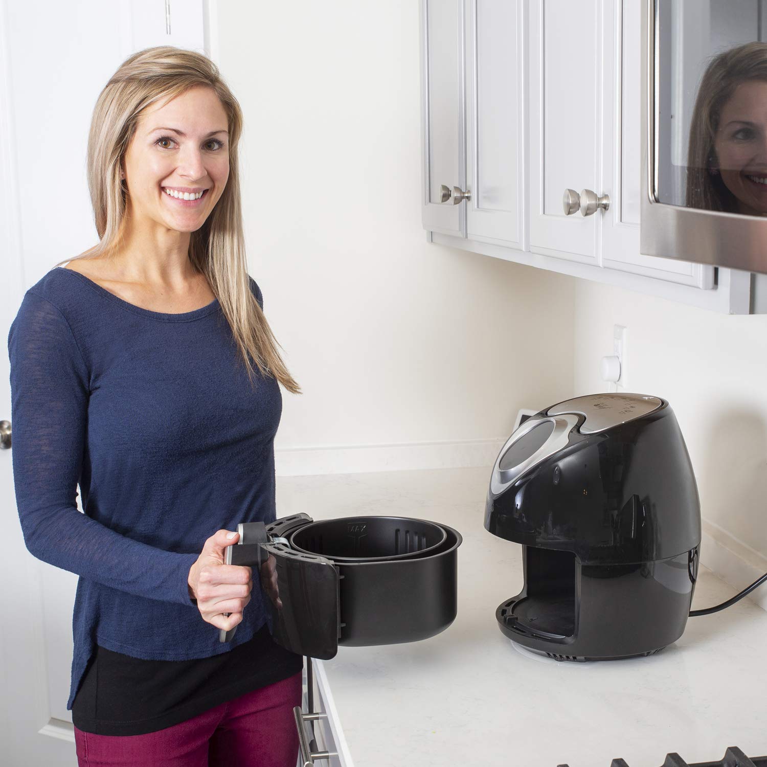 Deco Chef XL 3.7 QT Digital Air Fryer with 7 Smart Programs - LED Touch Screen, Oil-Free Nonstick Basket, Timer - Healthy Kitchen Appliance for Low Fat Cooking, Meal Prep & Family Dinners - Includes Free Cookbook