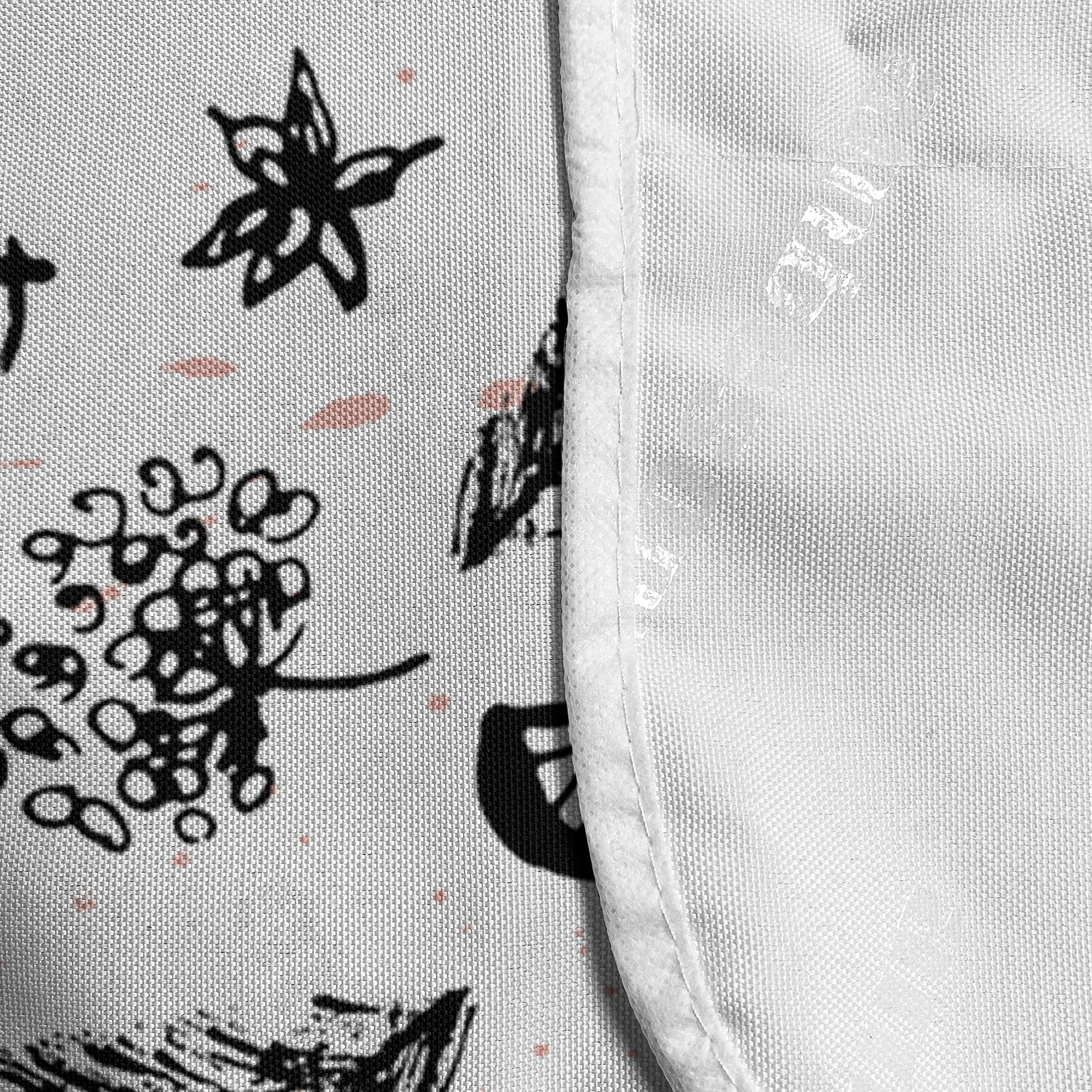 Ambesonne Cartoon Microwave Cover - Hand Drawn Floral & Citrus Fruit Design, Waterproof Kitchen Organizer with Pockets, 36x12 Inches, White Charcoal Grey Blush | Perfect for Small Kitchens & Countertop Protection