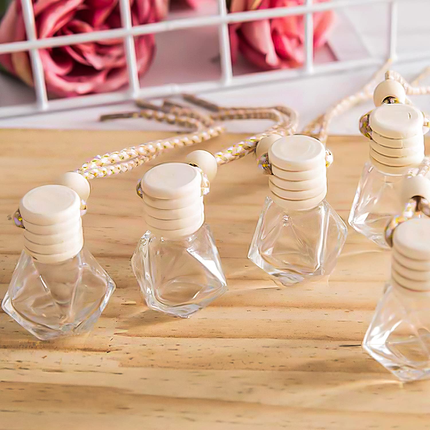 12 Pcs Car Air Freshener Perfume Bottles - Aromatherapy Essential Oil Diffuser Hanging Pendants for Auto Decor & Fragrance - Perfect for Cars, Offices, and Home Use