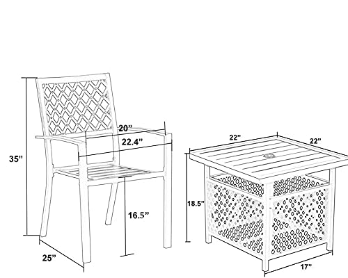 MFSTUDIO 3-Piece Outdoor Metal Bistro Set - Patio Dining Furniture with Coffee Table for Garden, Backyard, Balcony - Black | Perfect for Morning Coffee, Outdoor Entertaining & Relaxation