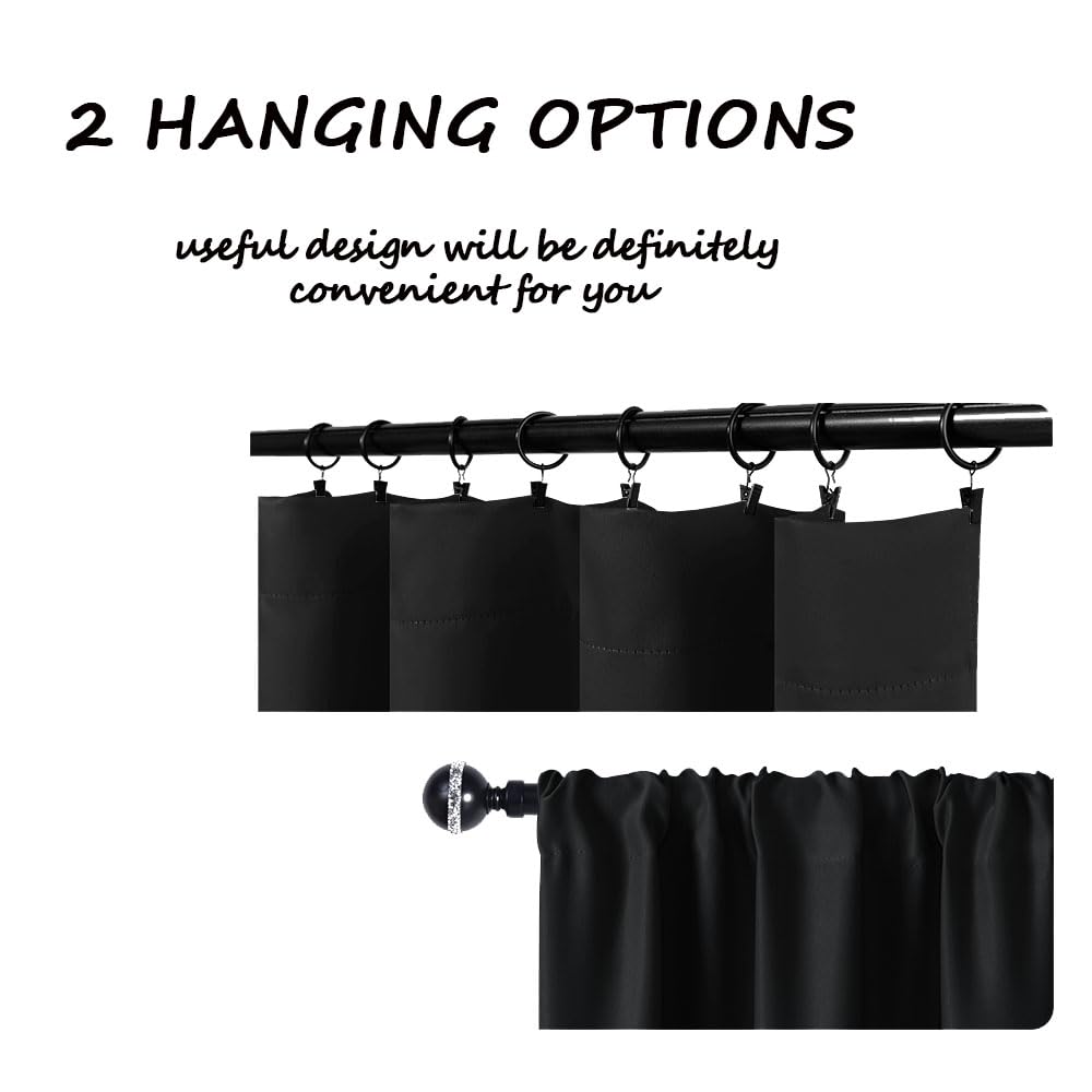 Blackout Kitchen Curtains 2 Panels Set - 36 Inch Short Window Curtains for Living Room, Cafe & RV - Farmhouse Style Privacy Drapes for Small Windows | Perfect for Home, Office & Camper Decor