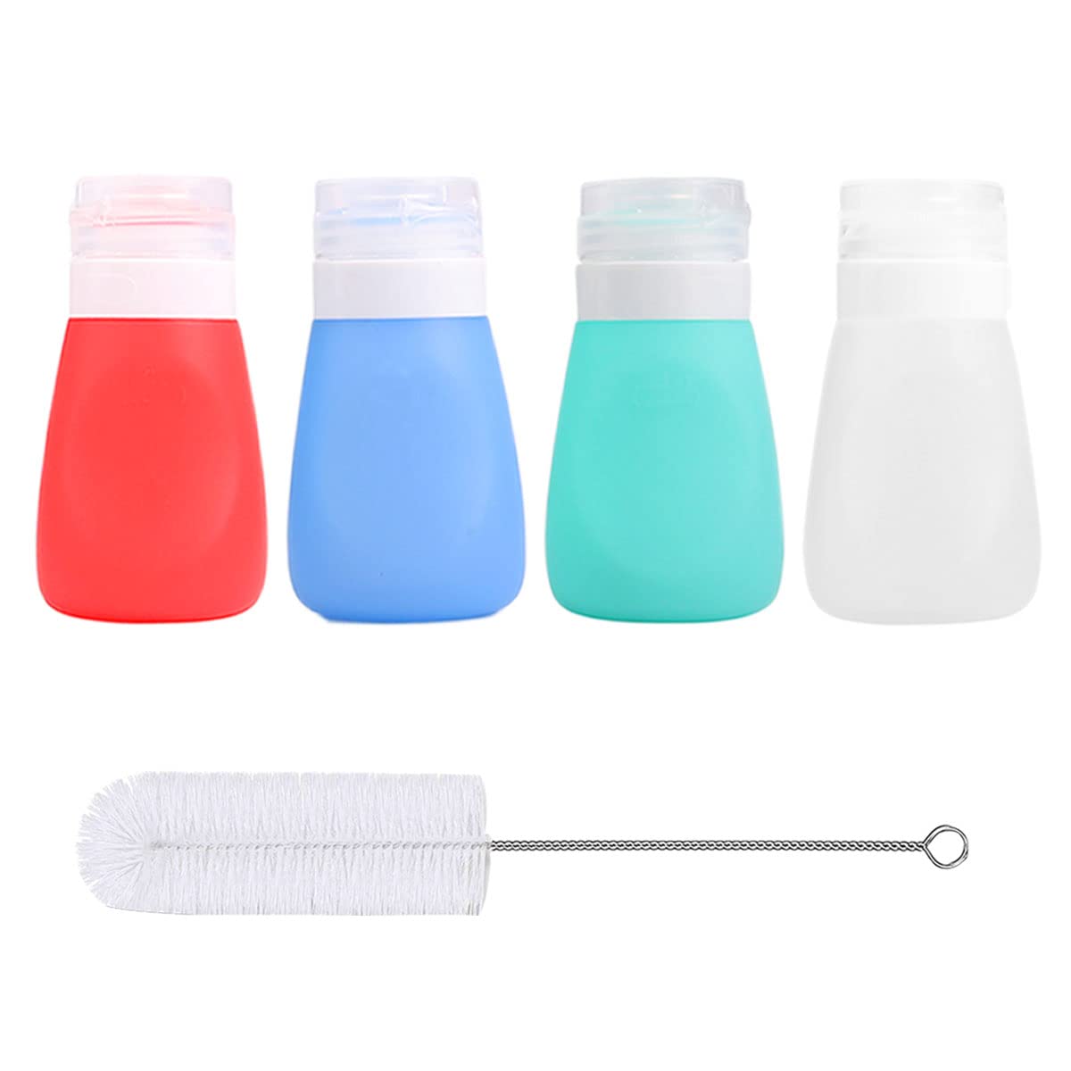 Portable 2oz Silicone Salad Dressing Bottles (Set of 4) - BPA Free for Lunch & Picnics
