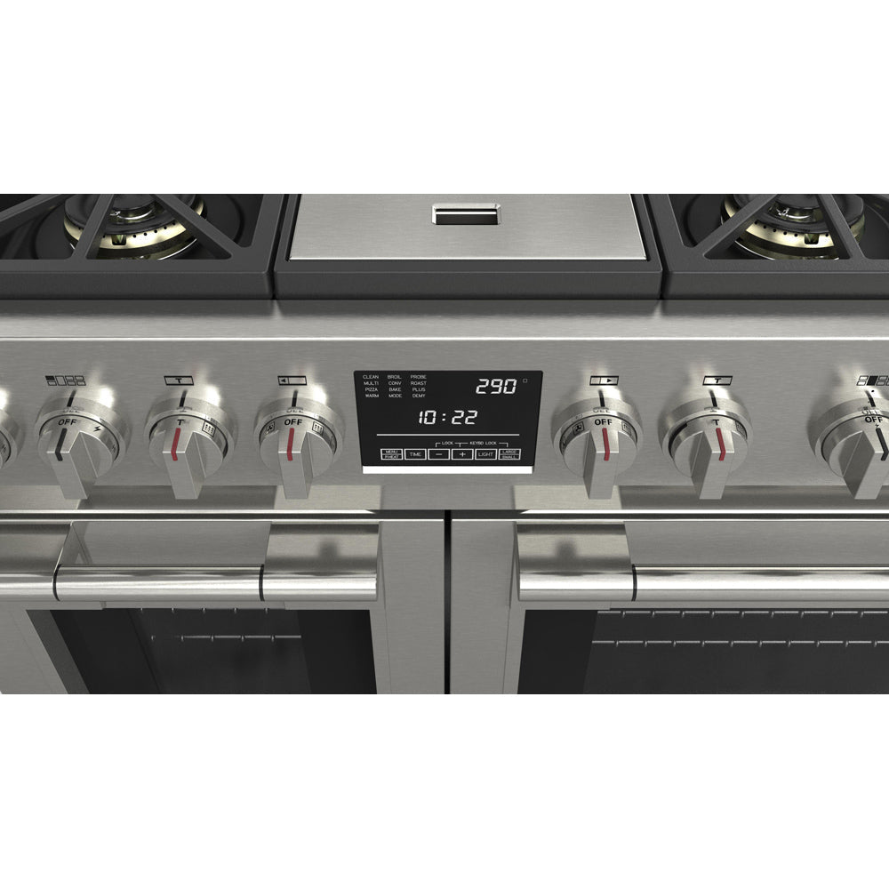 Fulgor Milano 48-inch 600 Series Dual Fuel Range with 6 Burners & Stainless Steel Trilaminate Griddle - Professional Gas Stove & Electric Oven Combo for Home Chefs (Model F6PDF486GS1) | Perfect for Gourmet Cooking, Baking & Entertaining in Modern Kitchens
